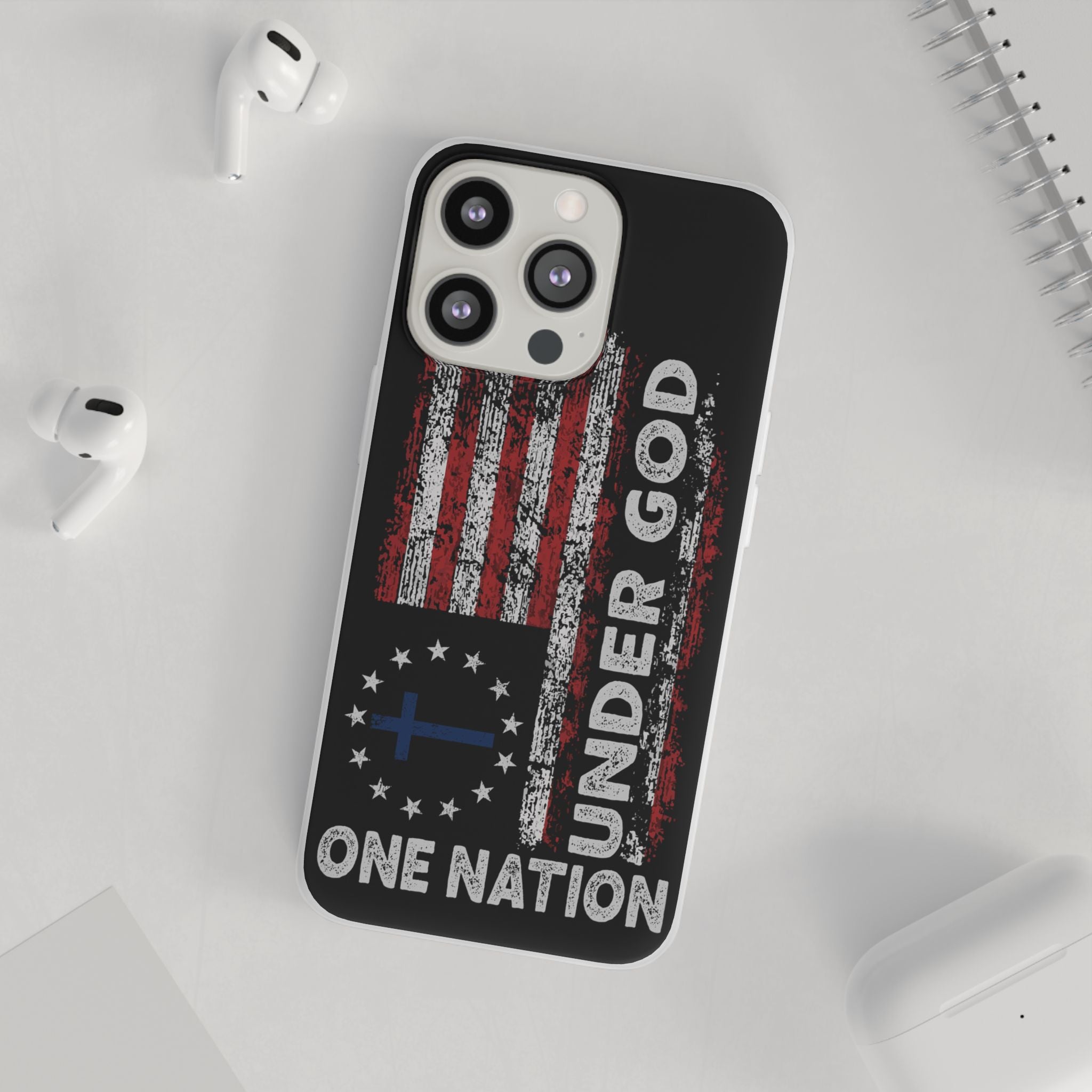 One Nation Under God American Flag - Flexi Case Apple iPhone Case