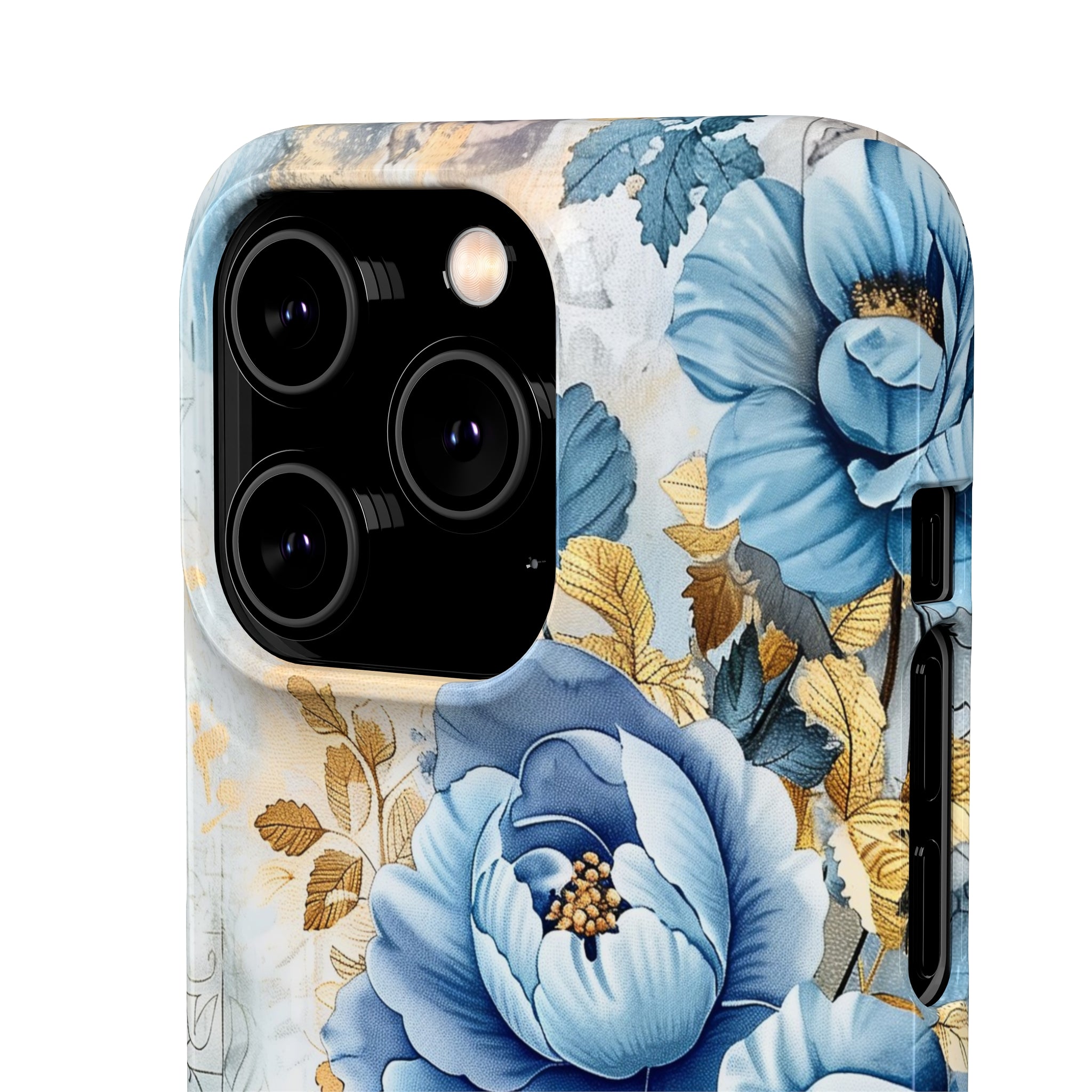 Blue & Gold Blooming Flowers Snap Case - Apple iPhone Case