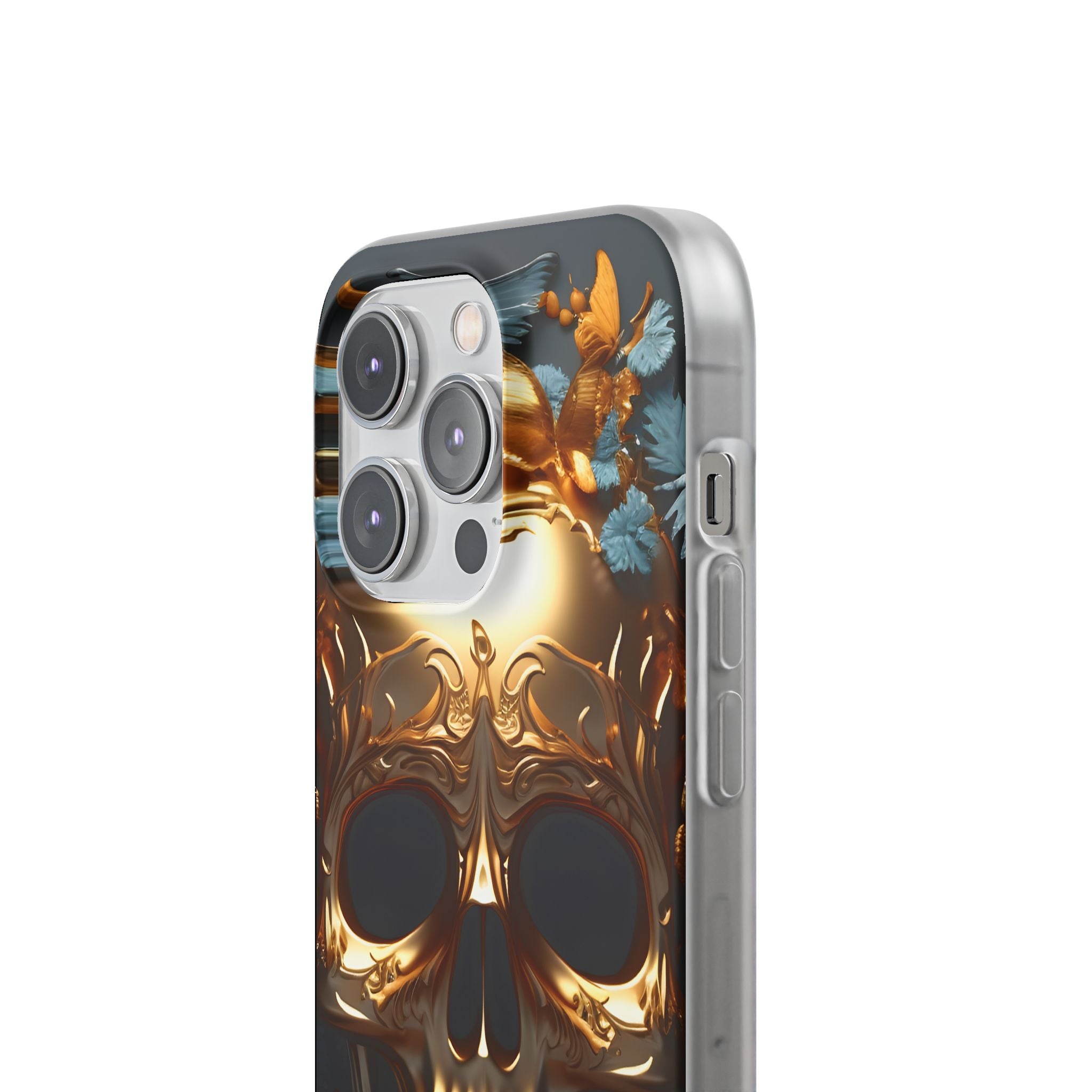 Golden Skull Floral & Butterflies Flexi Case - Apple iPhone Case