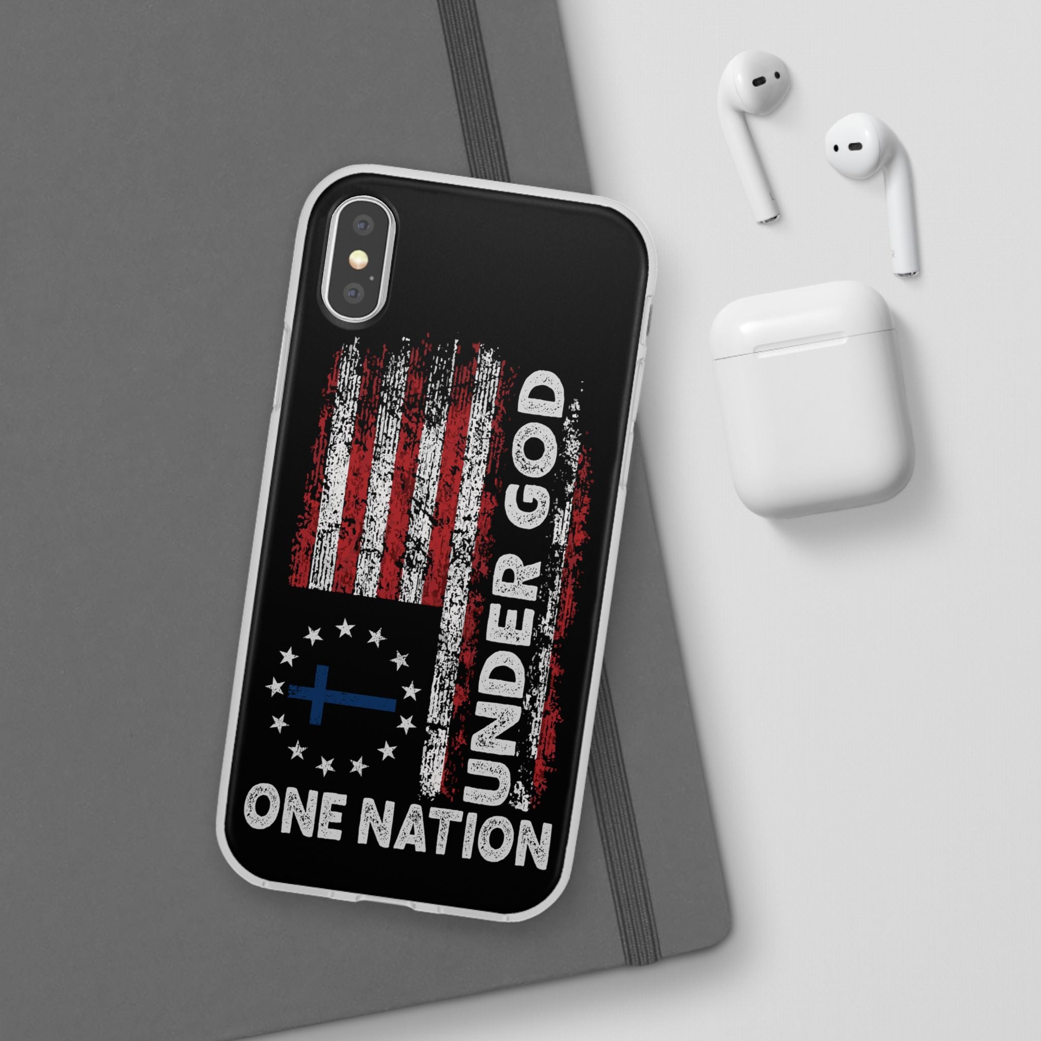 One Nation Under God American Flag - Flexi Case Apple iPhone Case