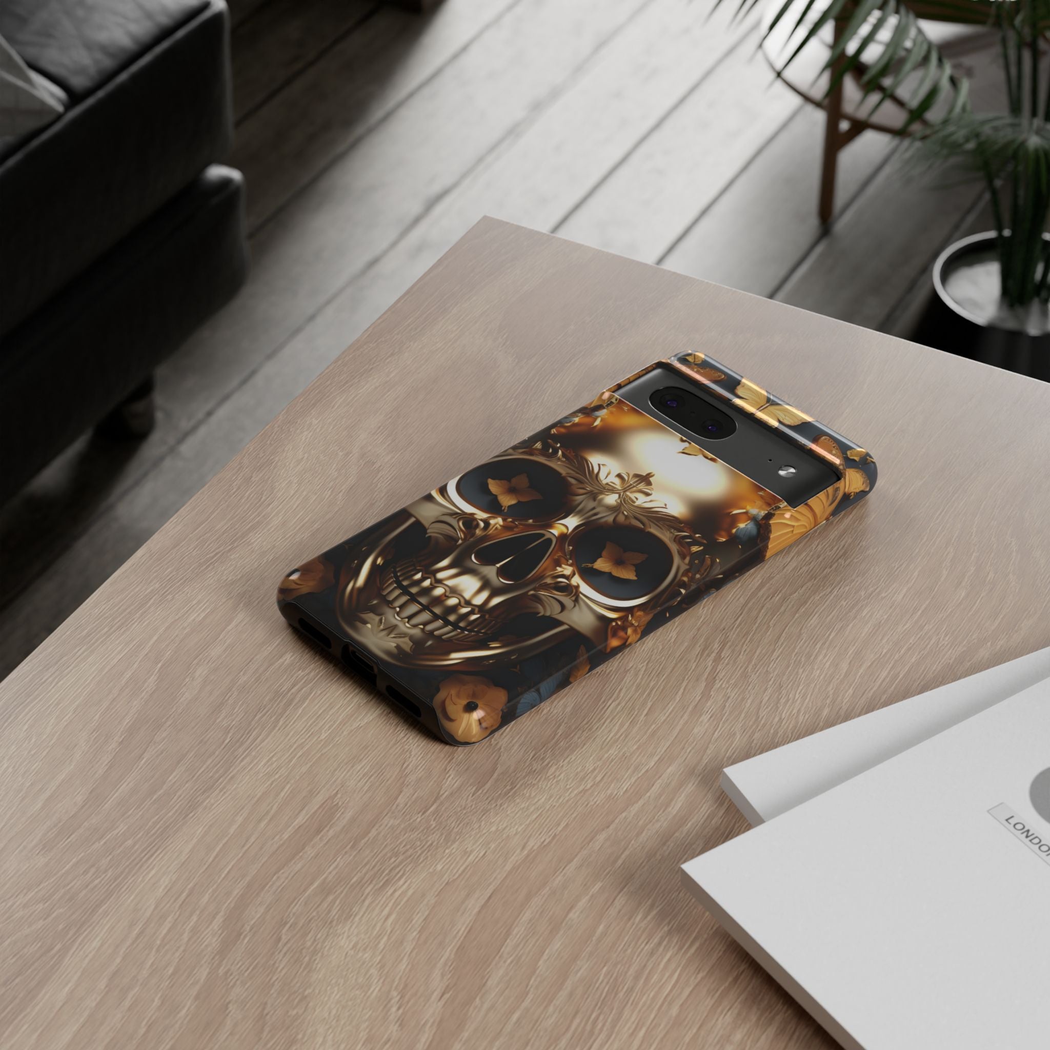 Golden Skull Floral Armor - Tough Guard Google Pixel Case