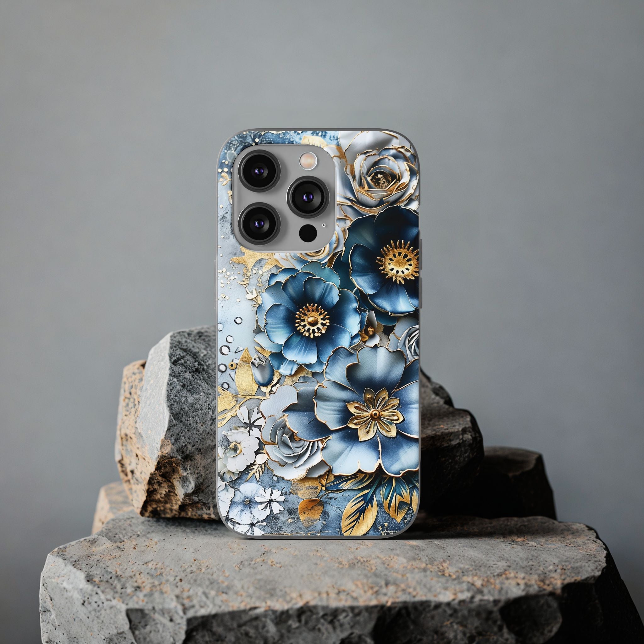 Blue Blooming Flowers Flexi Case - Apple iPhone Case