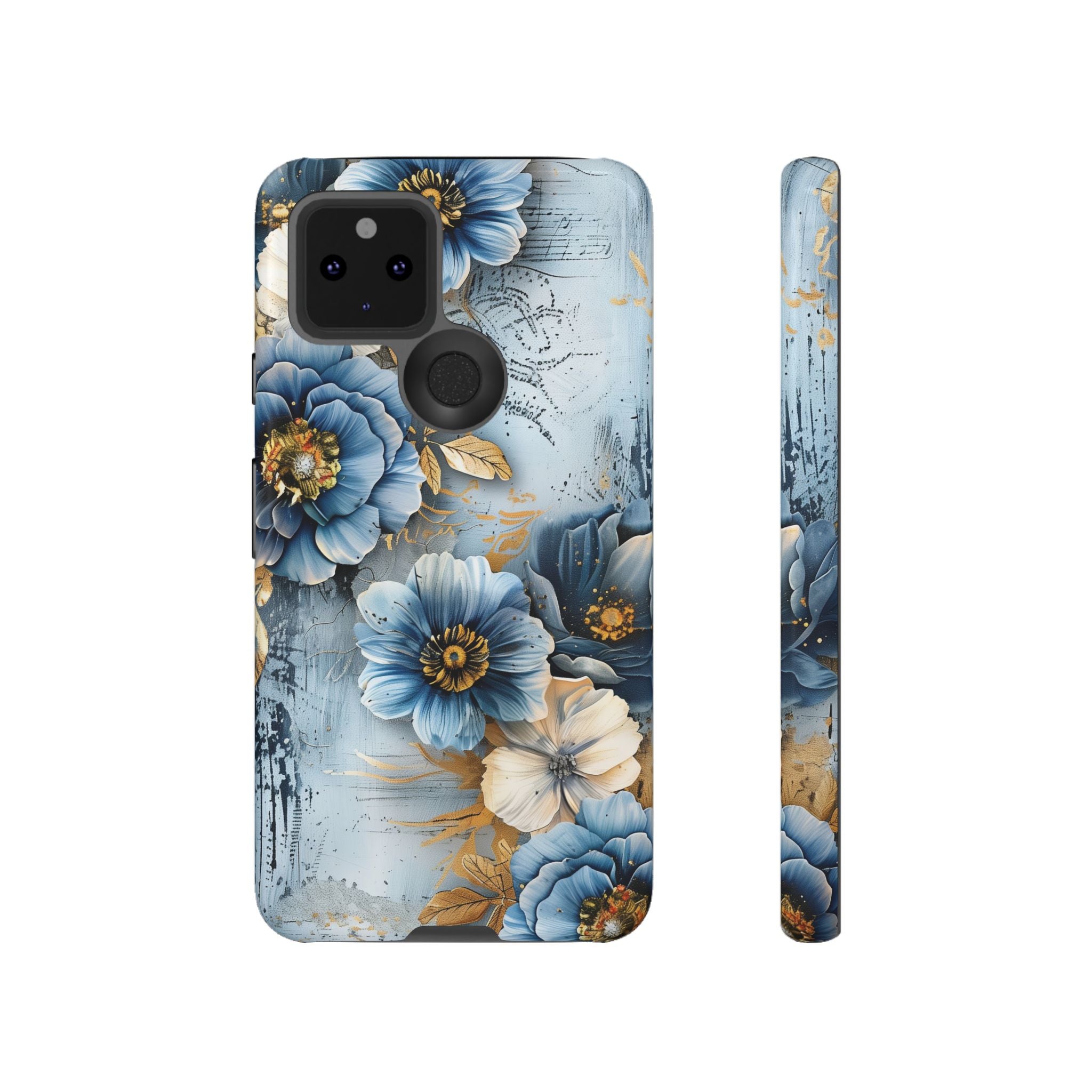 Blue & Gold Floral - Tough Guard Google Pixel Case
