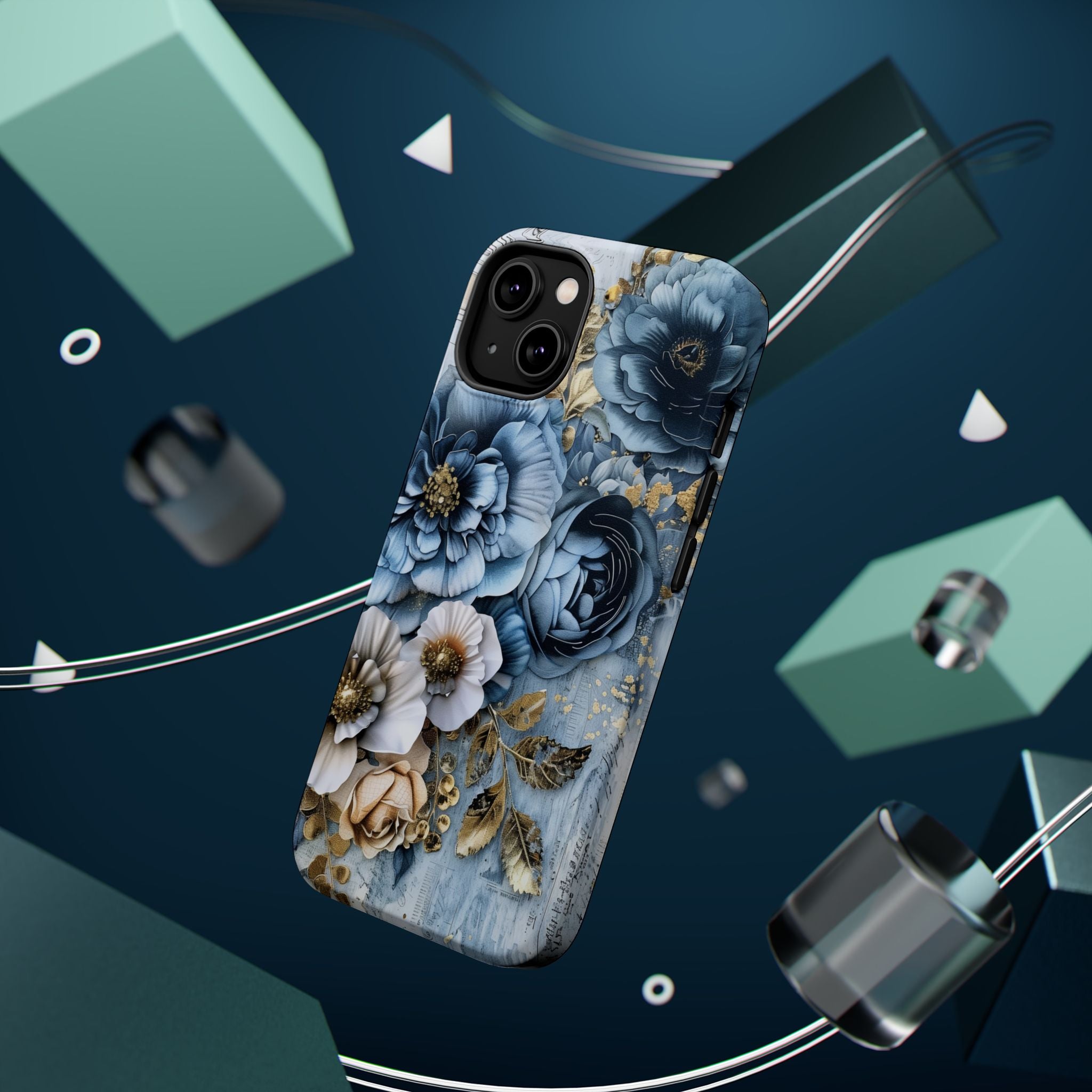 Blooming Blue Floral Bouquet - Magnetic Armor Tough Apple iPhone Case