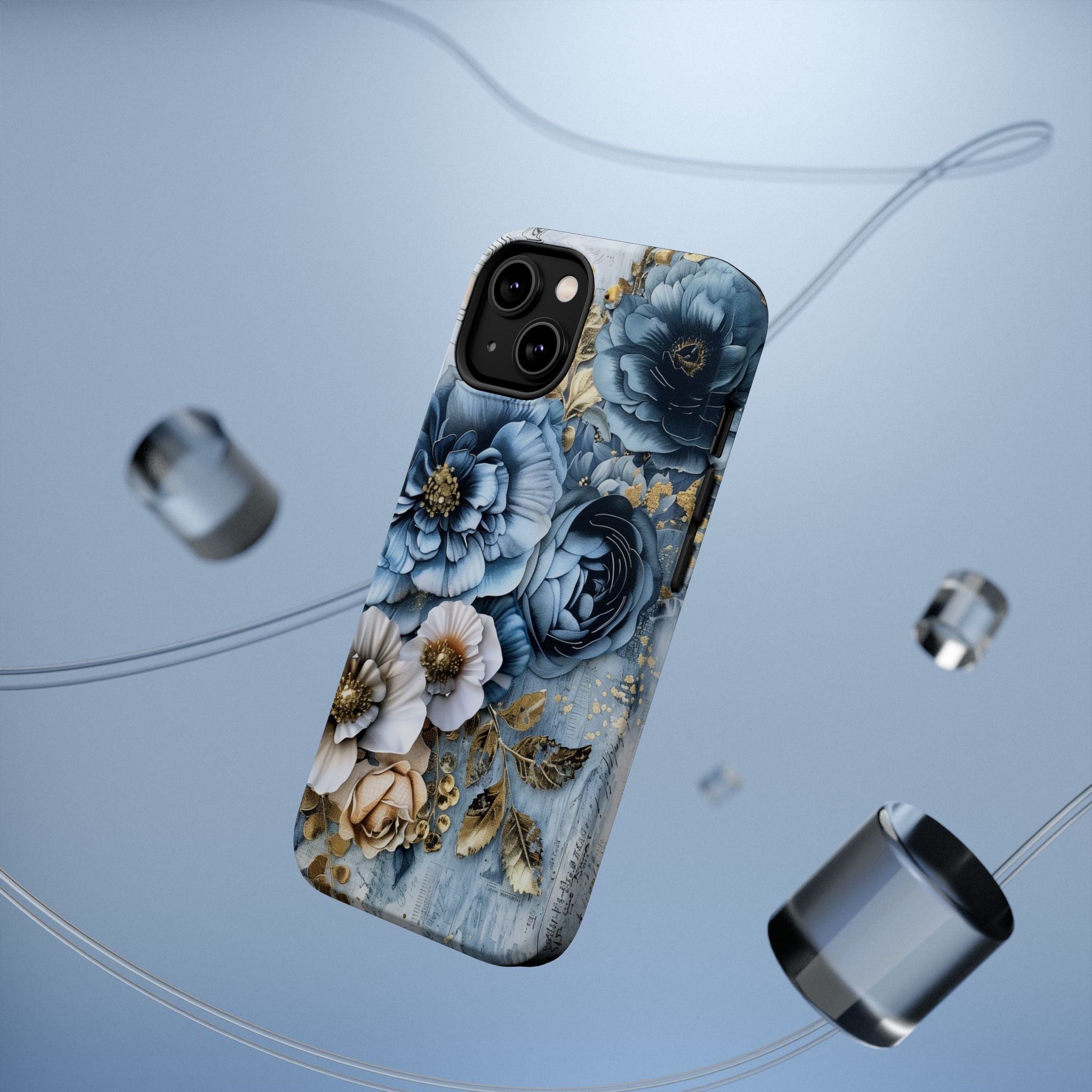 Blooming Blue Floral Bouquet - Magnetic Armor Tough Apple iPhone Case