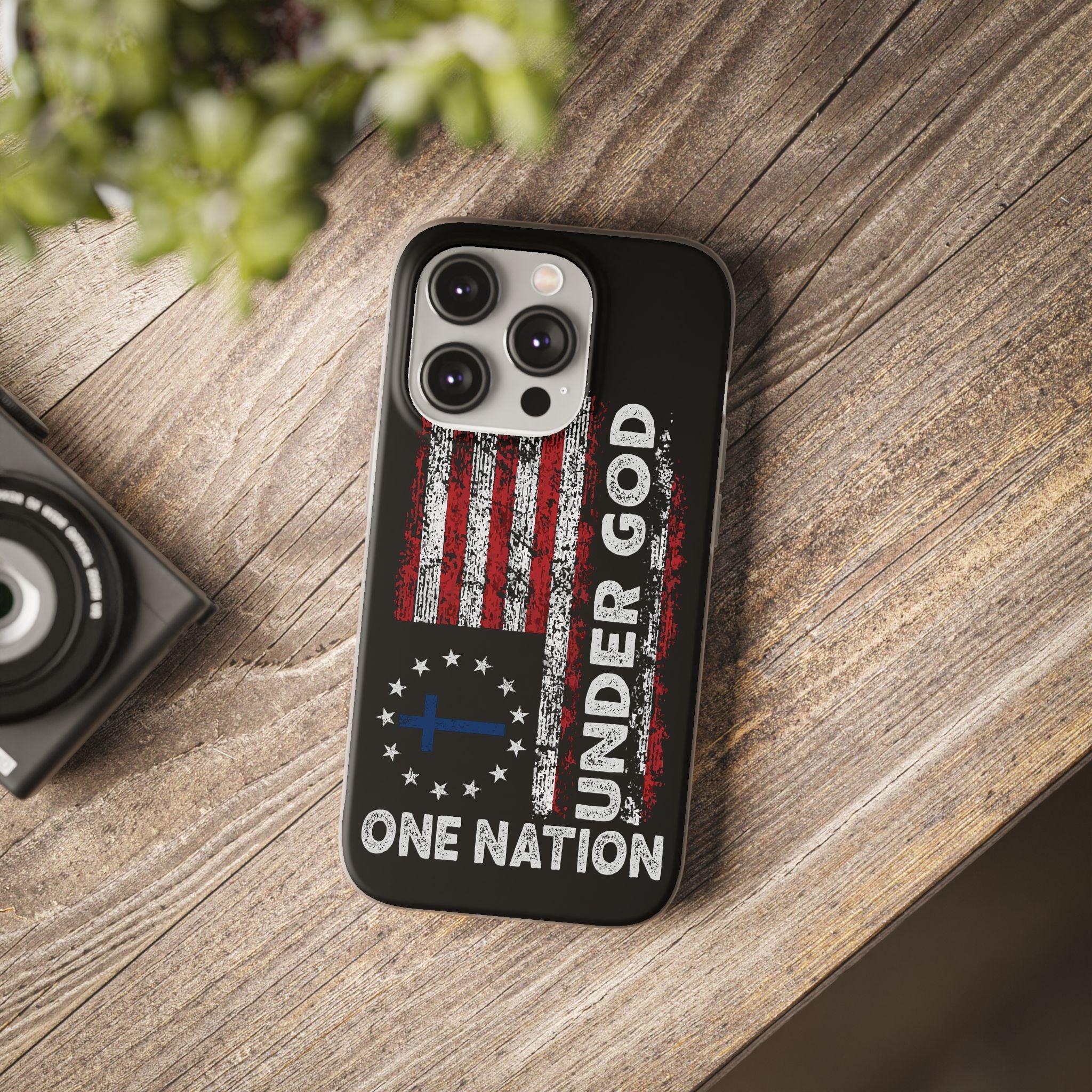 One Nation Under God American Flag - Flexi Case Apple iPhone Case