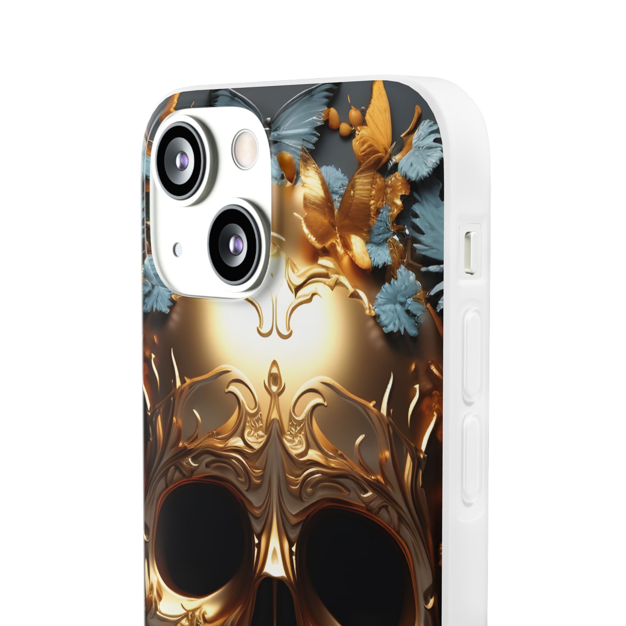 Golden Skull Floral & Butterflies Flexi Case - Apple iPhone Case
