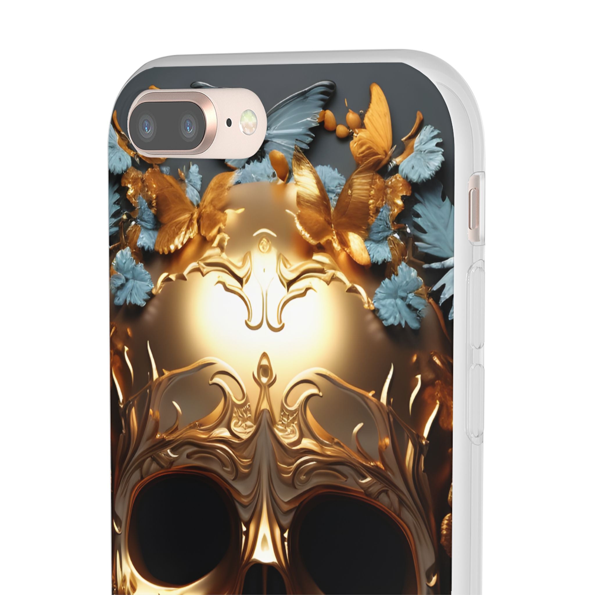 Golden Skull Floral & Butterflies Flexi Case - Apple iPhone Case