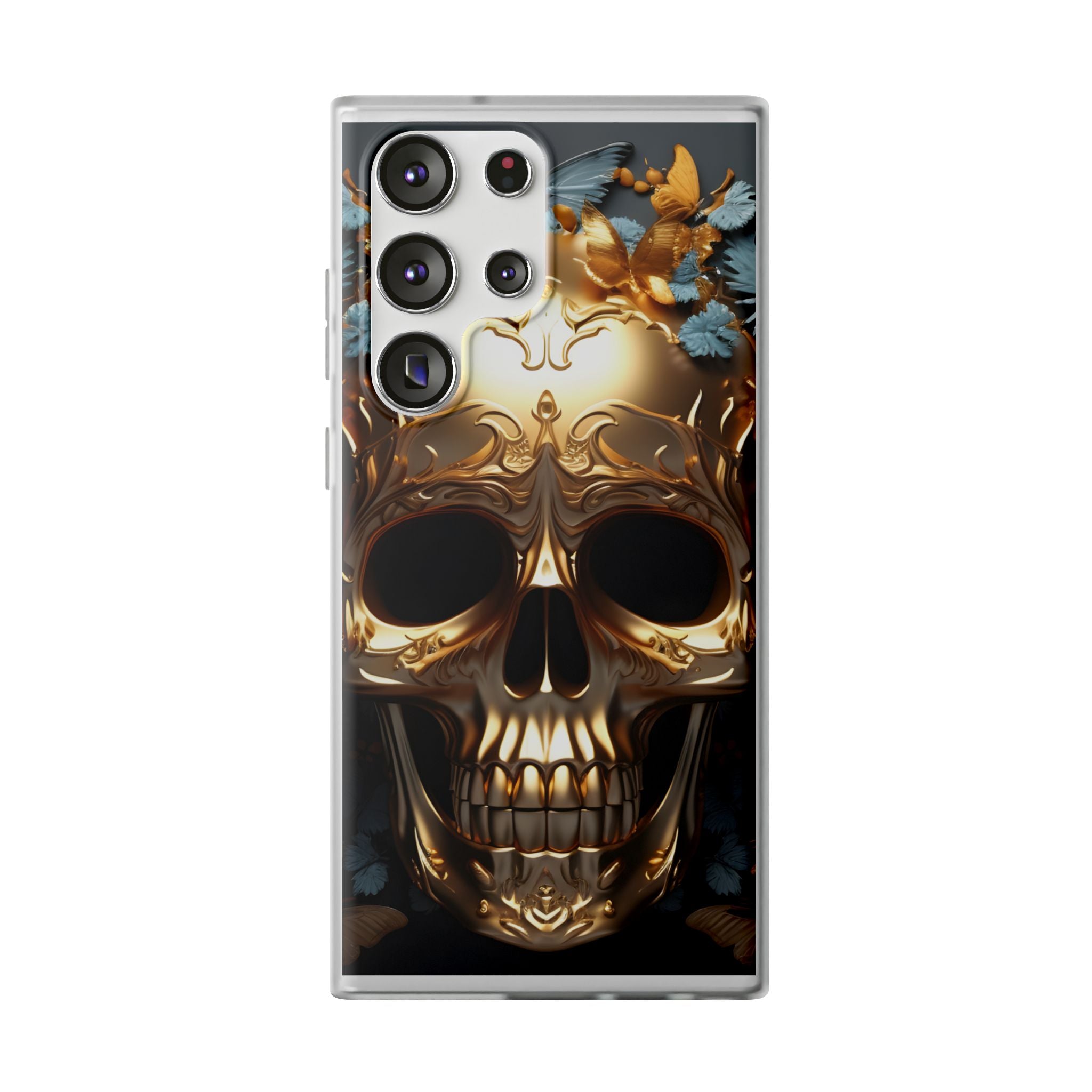 Golden Skull Floral & Butterflies Flexi Case - Samsung Galaxy Case