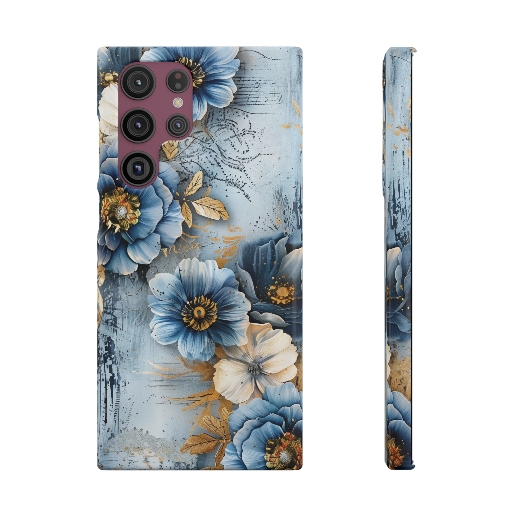 Blue & Gold Floral Snap Case - Samsung Galaxy Case