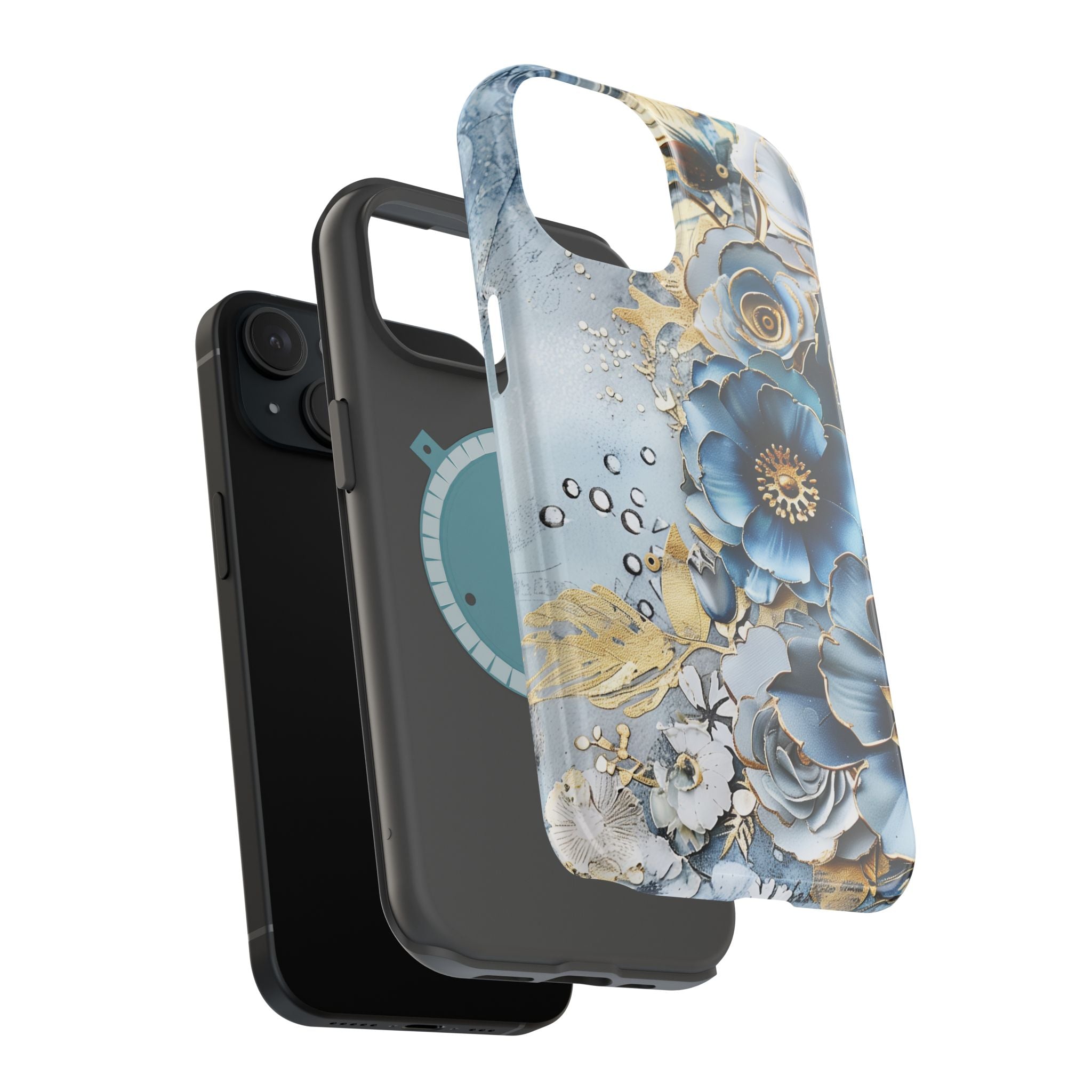 Blooming Blue Floral Bouquet - Magnetic Armor Tough Case Apple iPhone Case