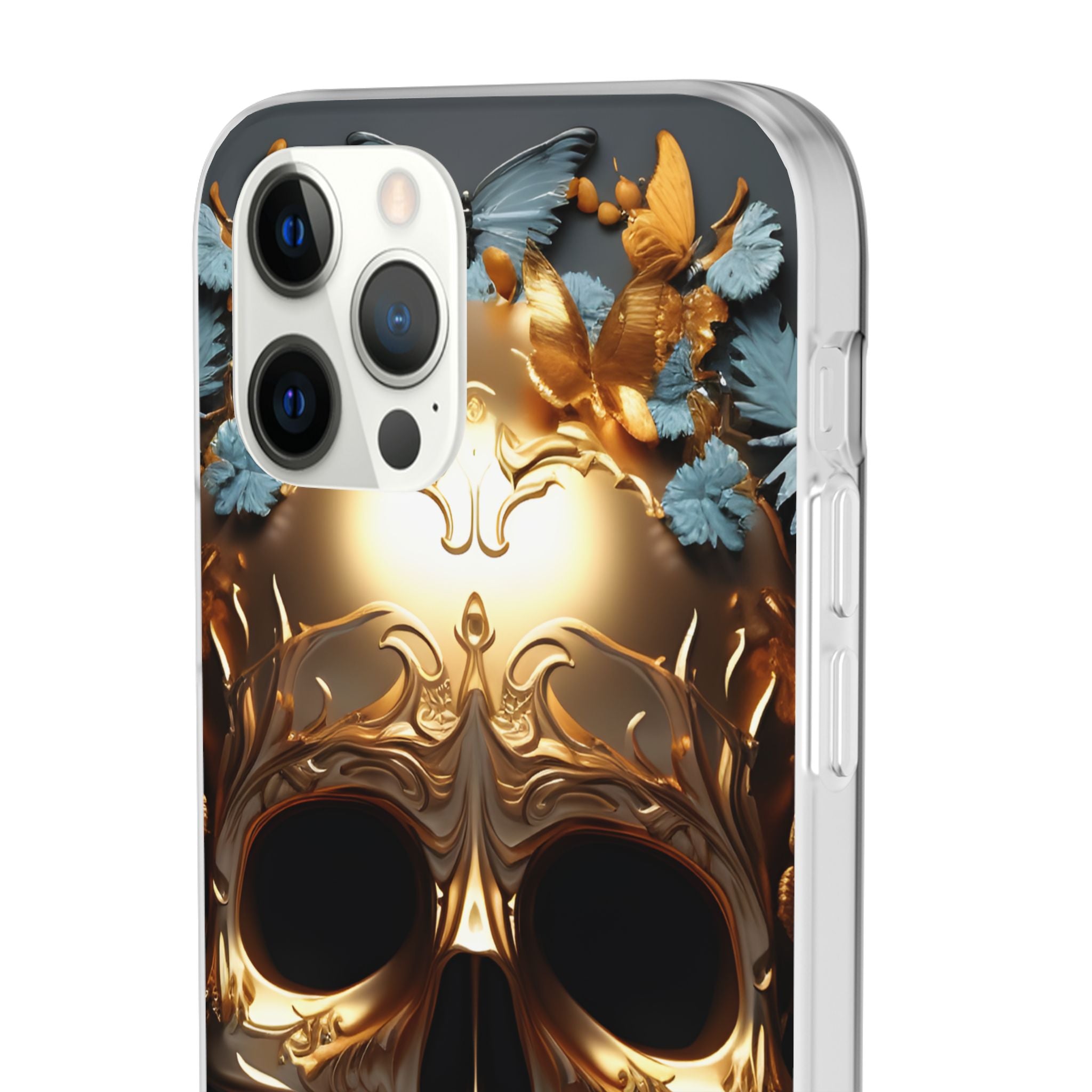 Golden Skull Floral & Butterflies Flexi Case - Apple iPhone Case