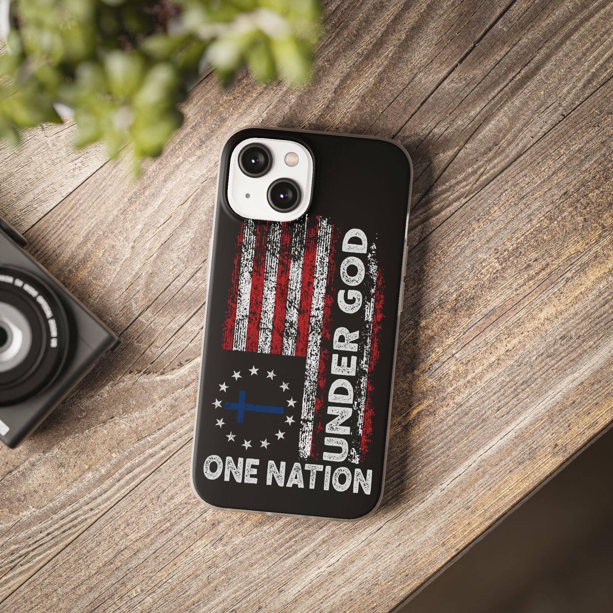 One Nation Under God American Flag - Flexi Case Apple iPhone Case