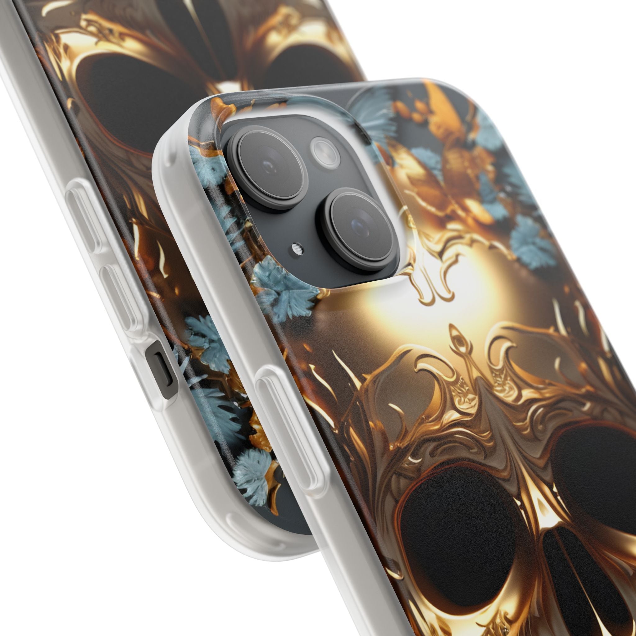 Golden Skull Floral & Butterflies Flexi Case - Apple iPhone Case