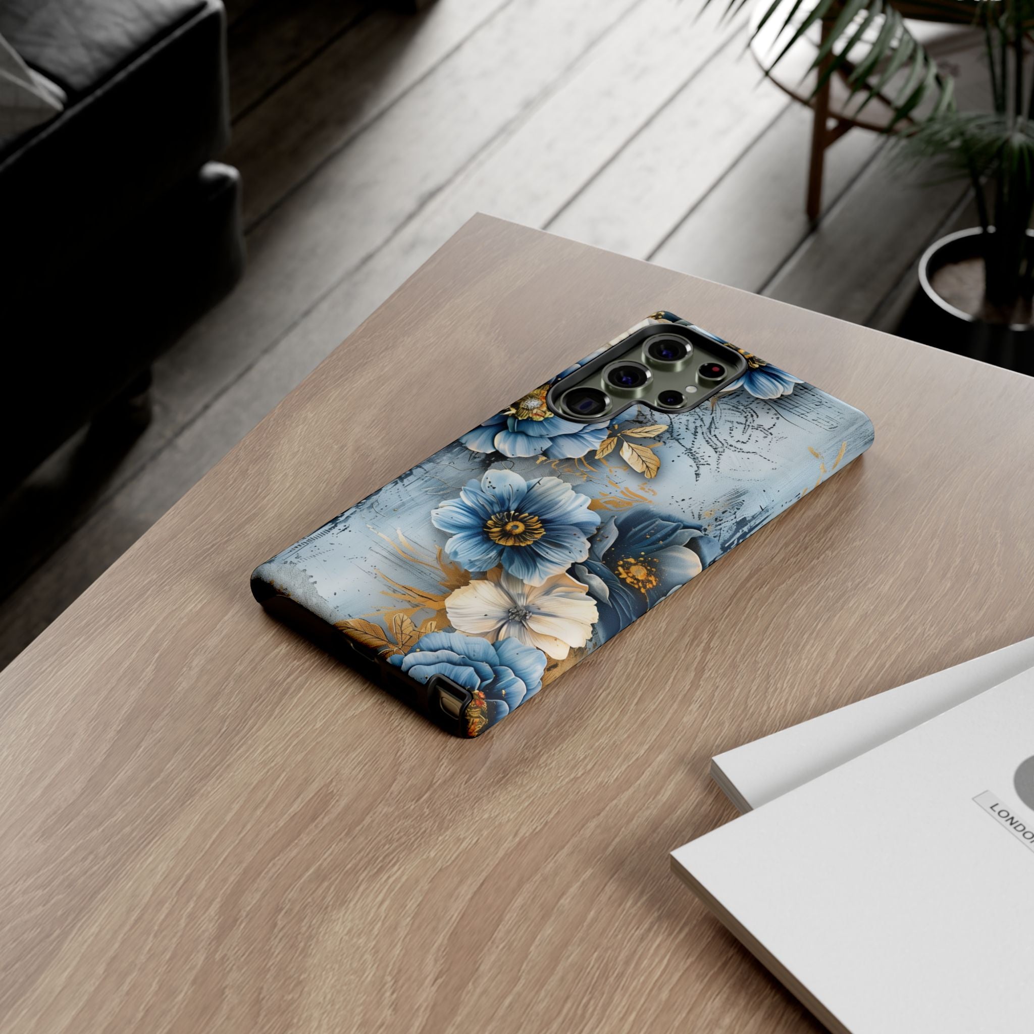 Blue & Gold Floral - Tough Guard Samsung Galaxy Case