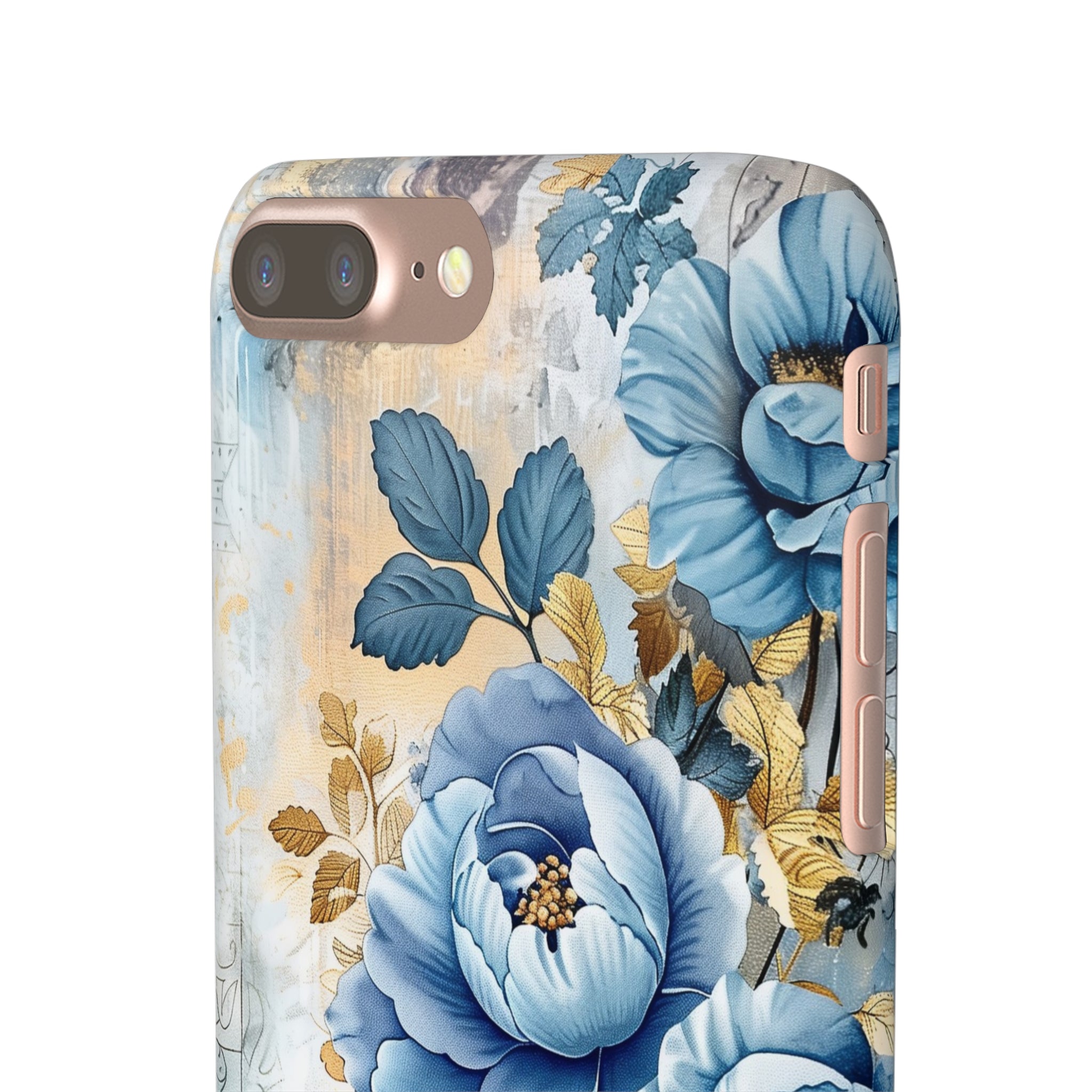 Blue & Gold Blooming Flowers Snap Case - Apple iPhone Case