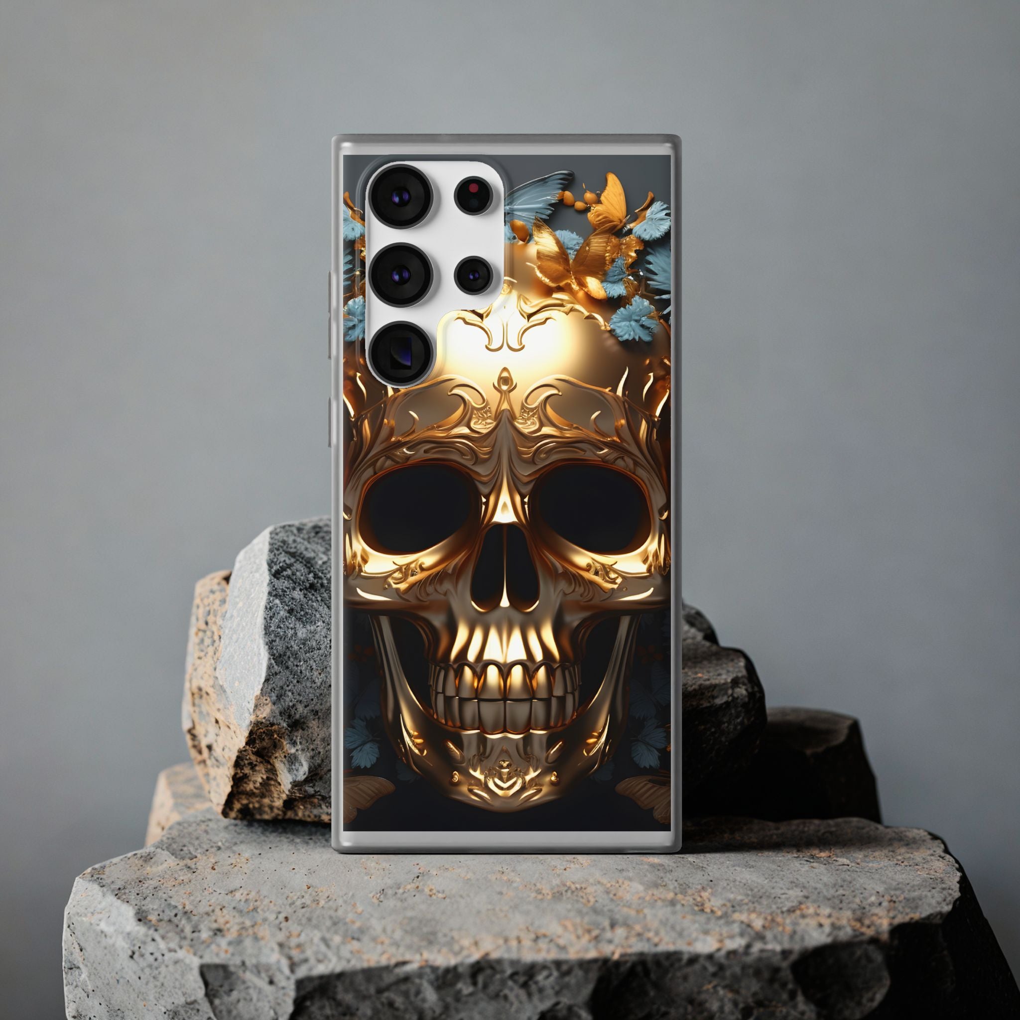 Golden Skull Floral & Butterflies Flexi Case - Samsung Galaxy Case