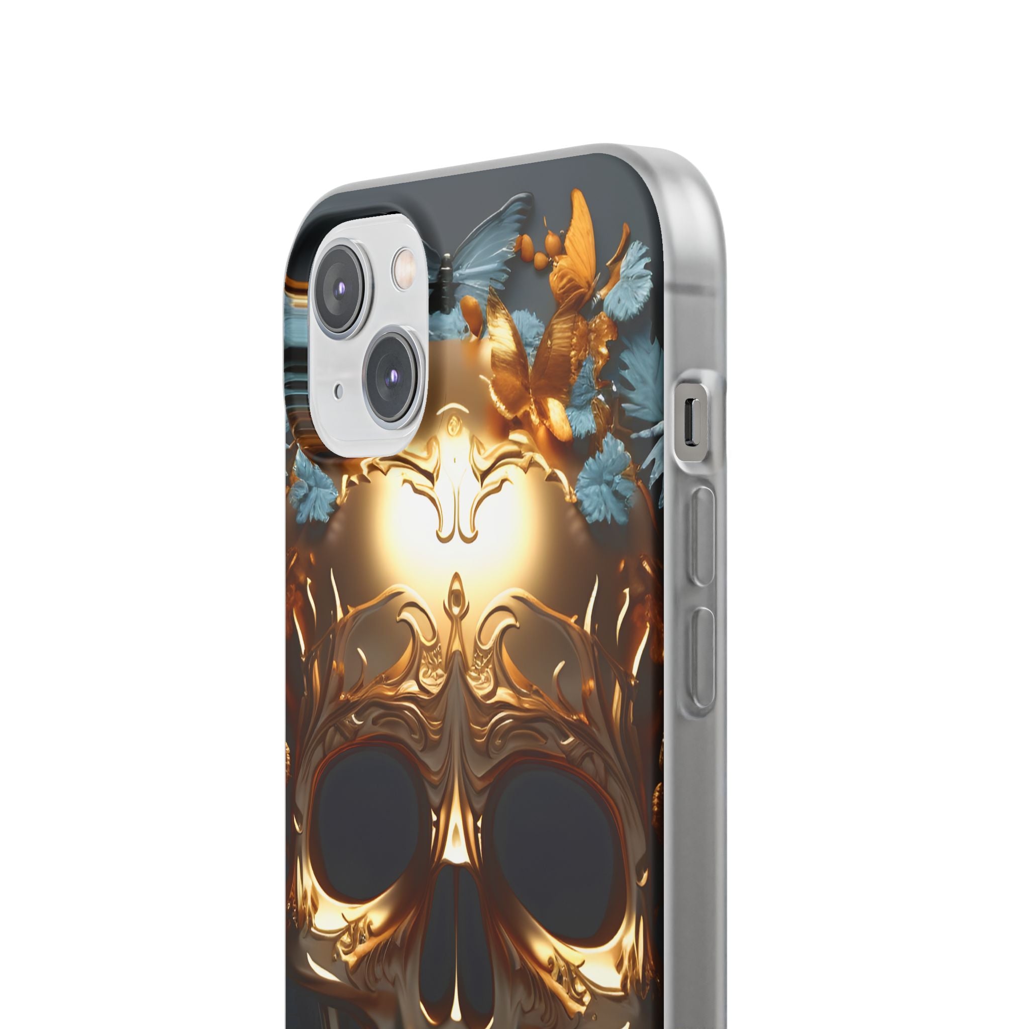 Golden Skull Floral & Butterflies Flexi Case - Apple iPhone Case