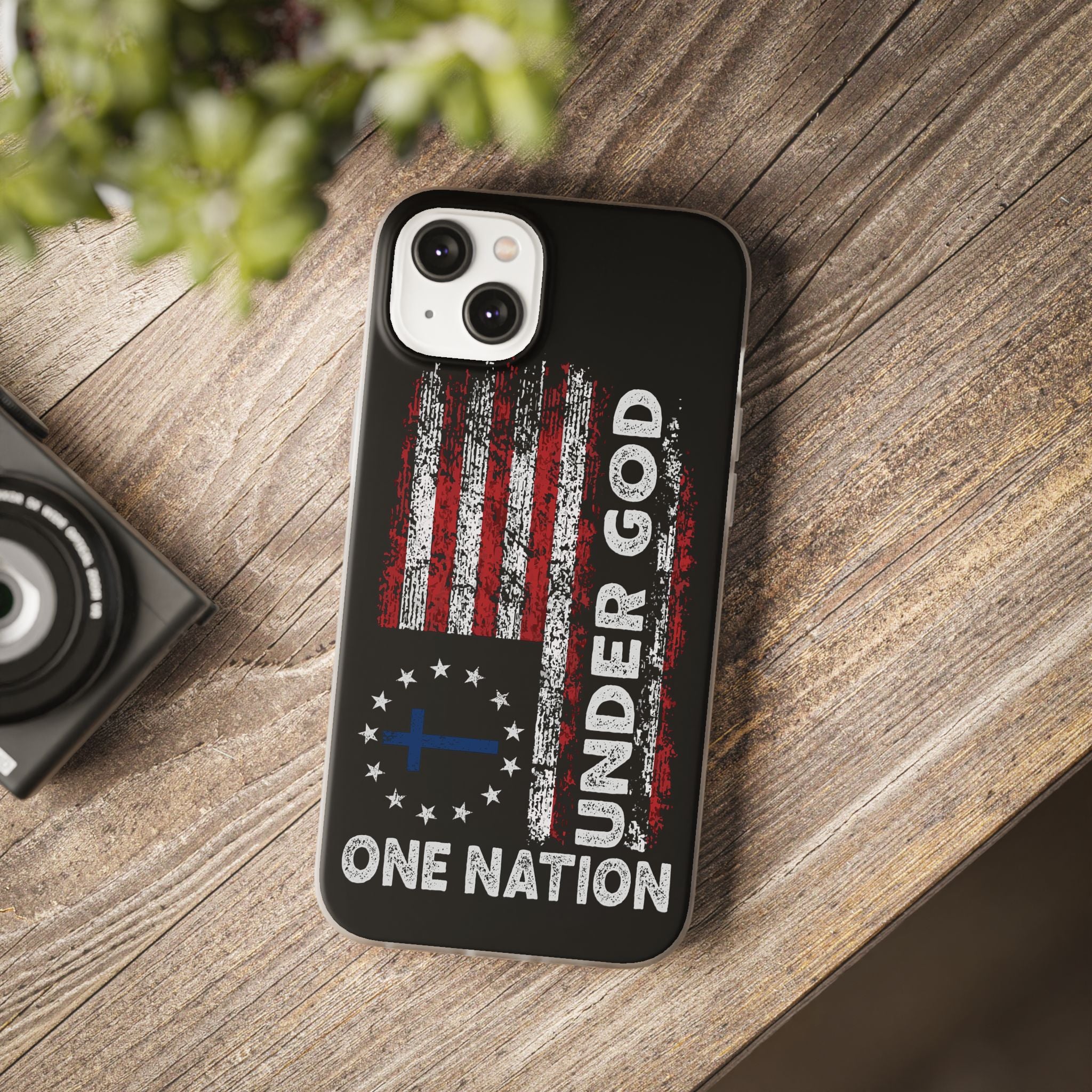 One Nation Under God American Flag - Flexi Case Apple iPhone Case