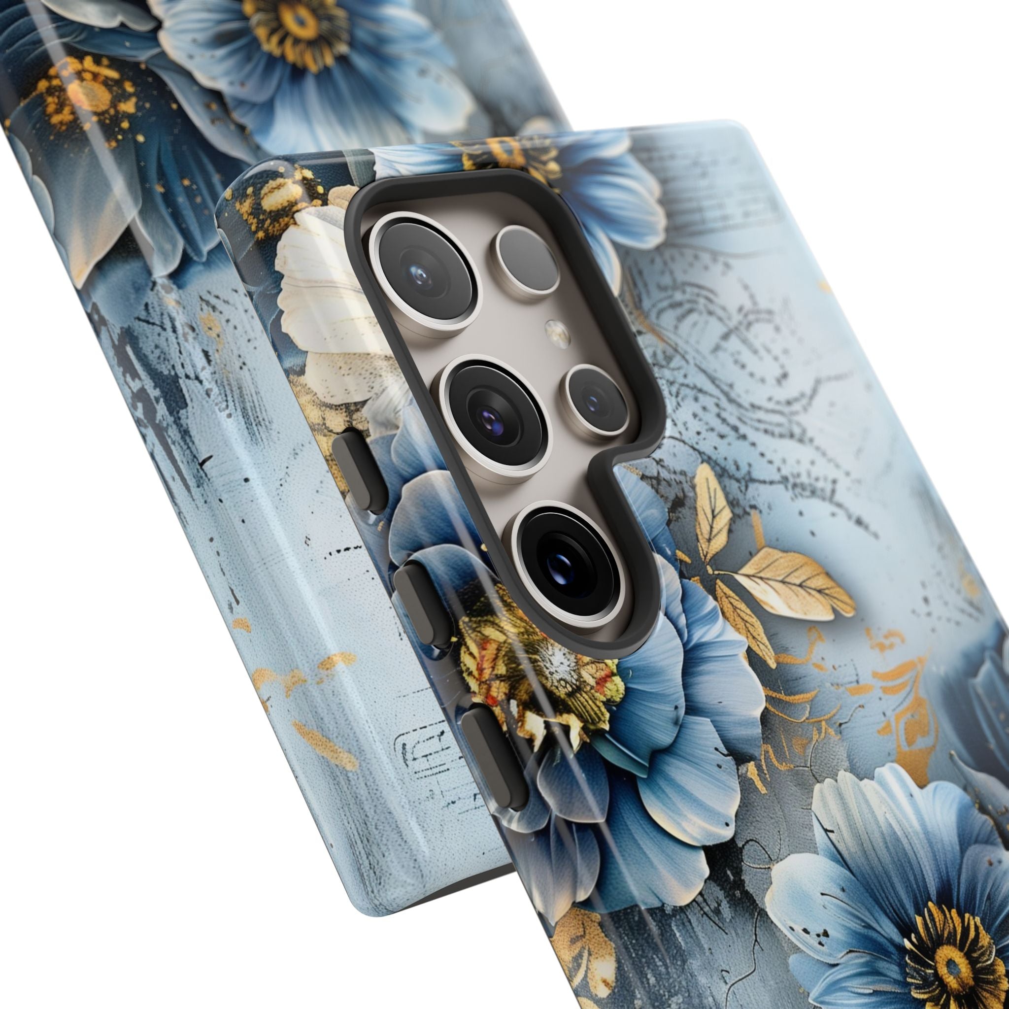 Blue & Gold Floral - Tough Guard Samsung Galaxy Case