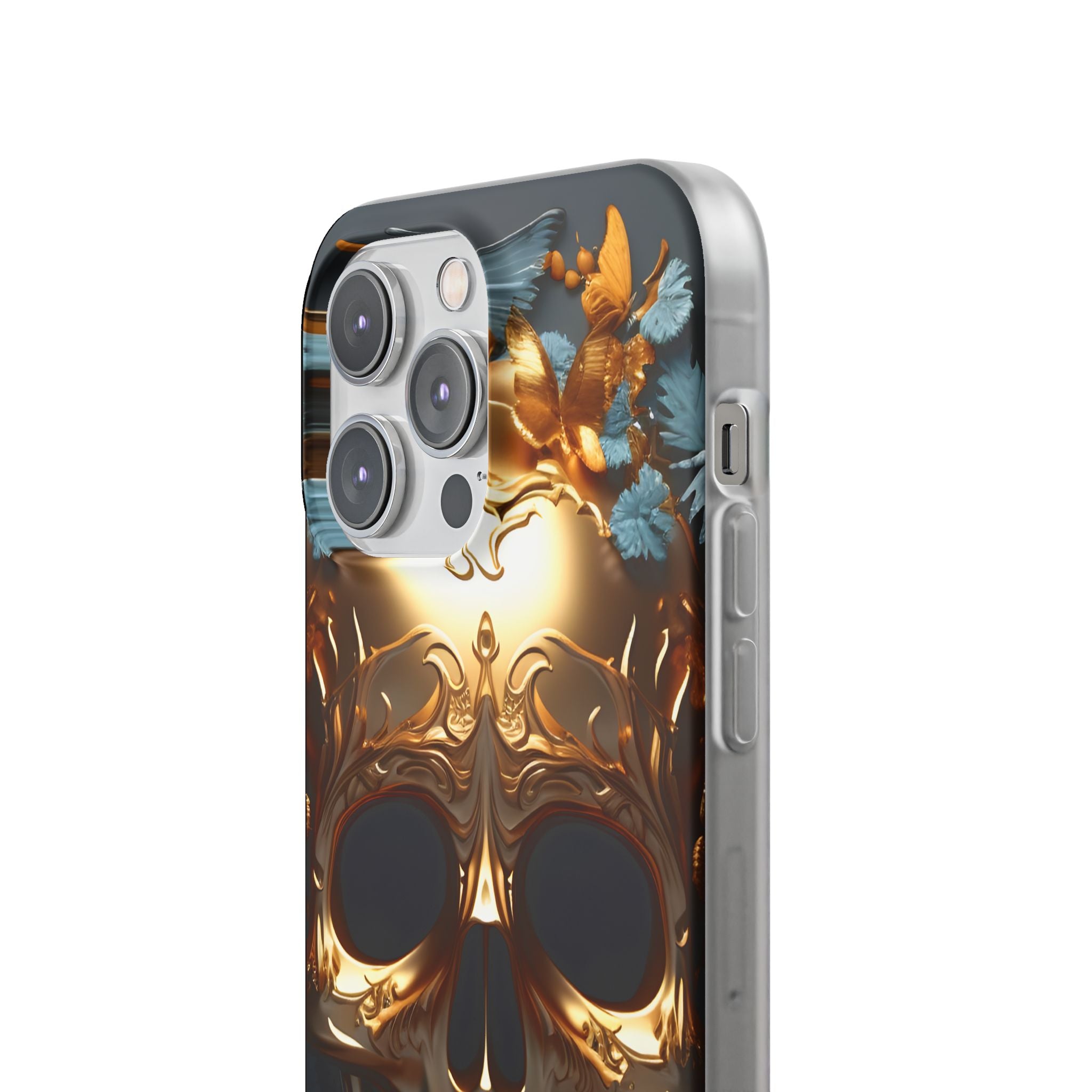 Golden Skull Floral & Butterflies Flexi Case - Apple iPhone Case