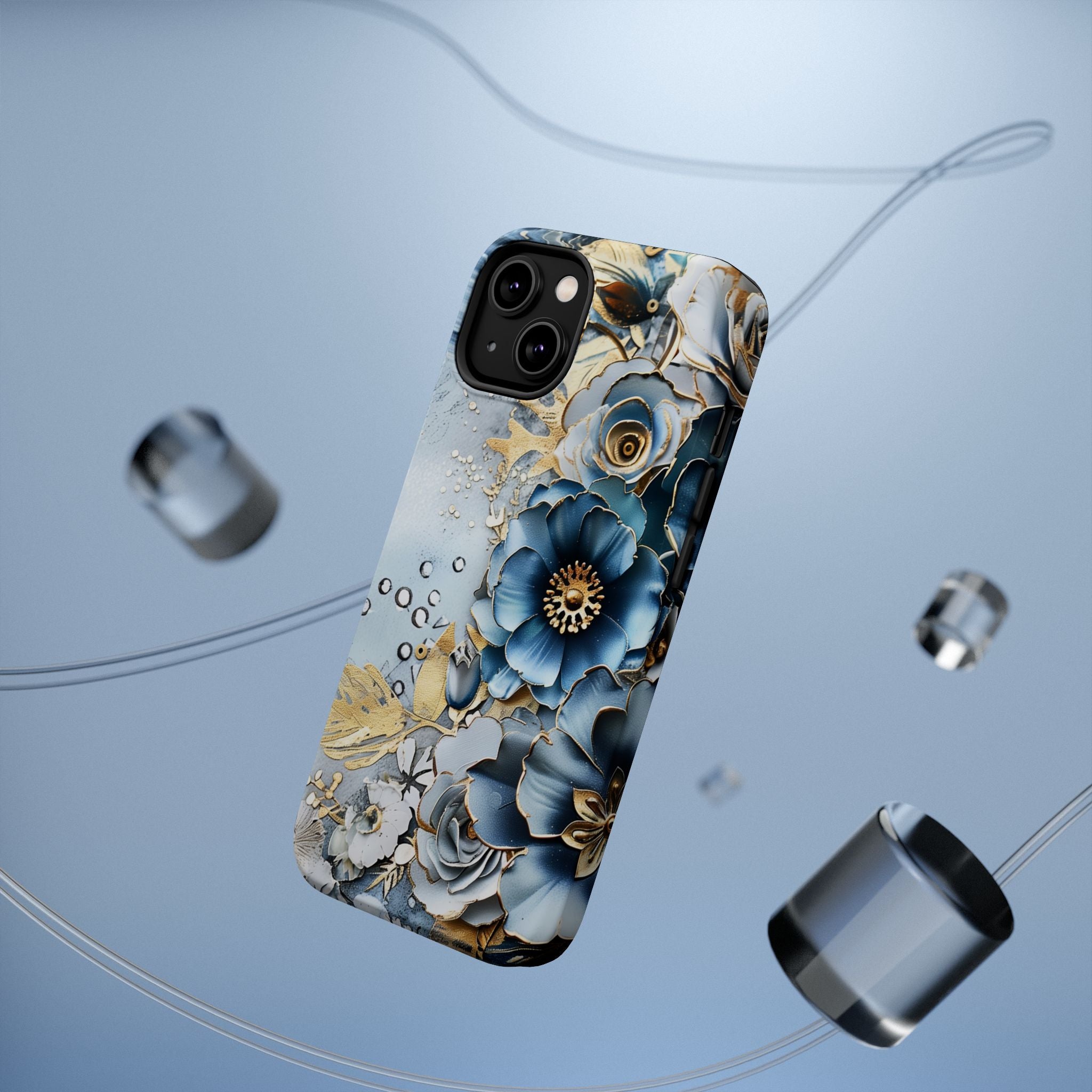 Blooming Blue Floral Bouquet - Magnetic Armor Tough Case Apple iPhone Case