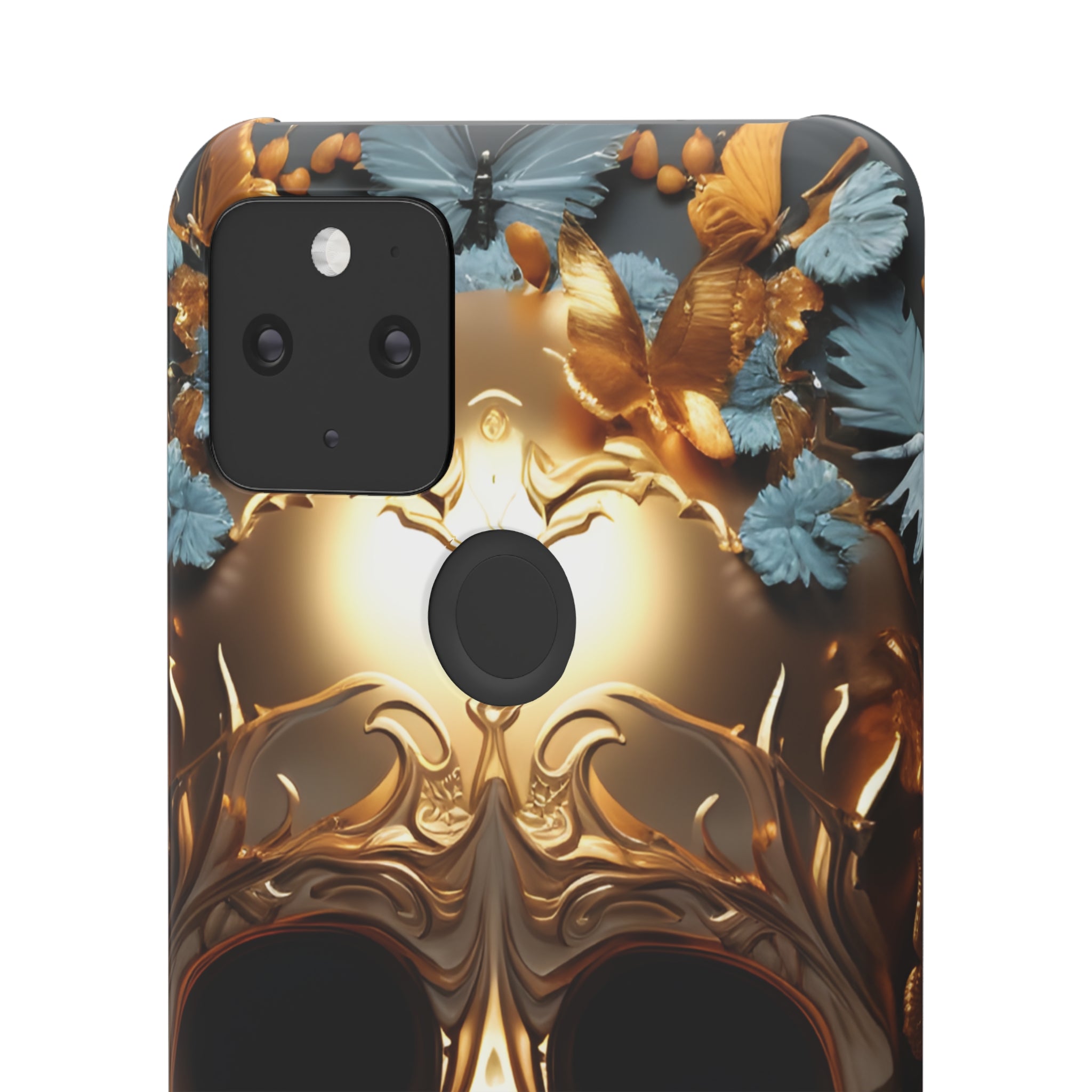 Golden Skull Floral & Butterflies Snap Case - Google Pixel Case