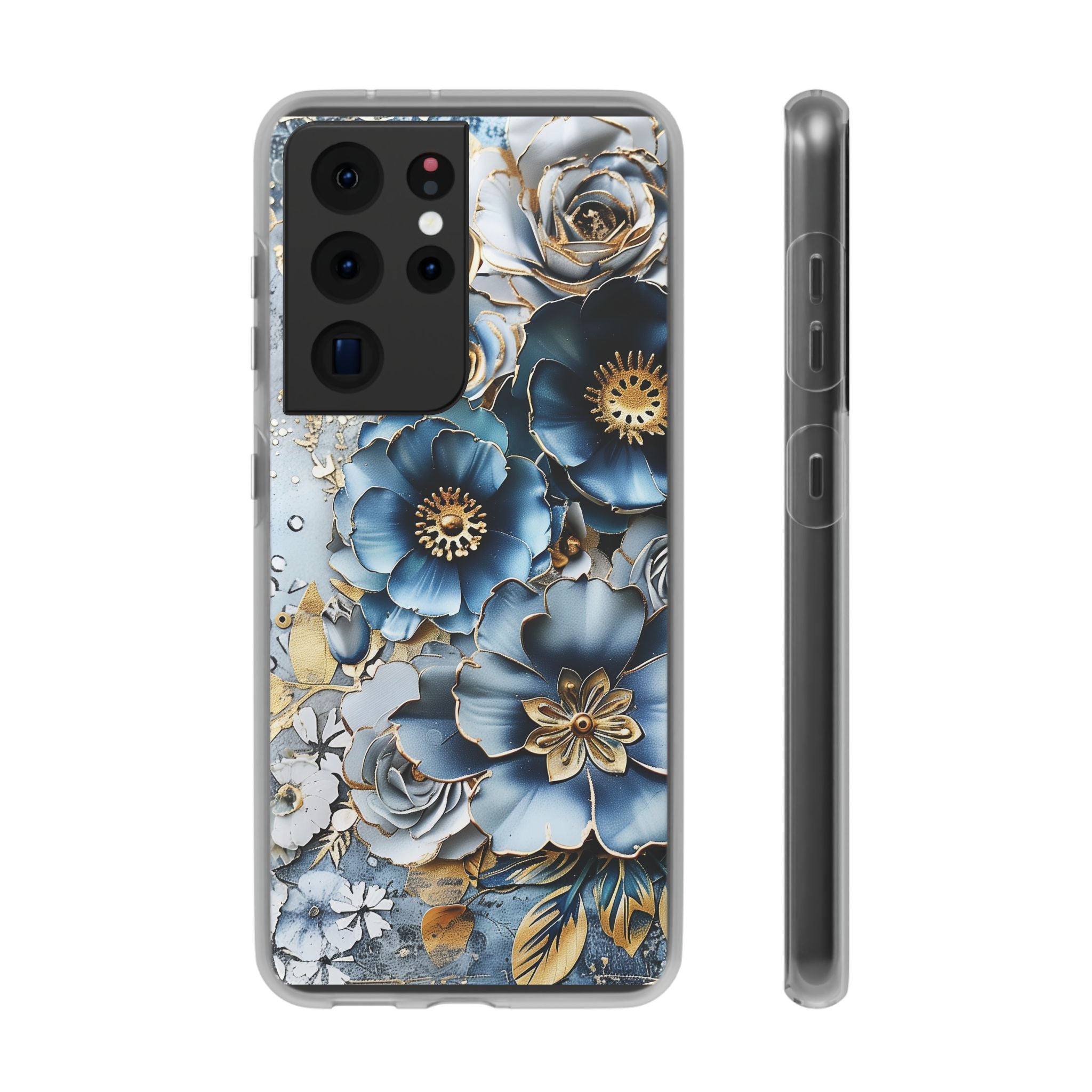 Blue Blooming Flowers Flexi Case - Samsung Galaxy Case