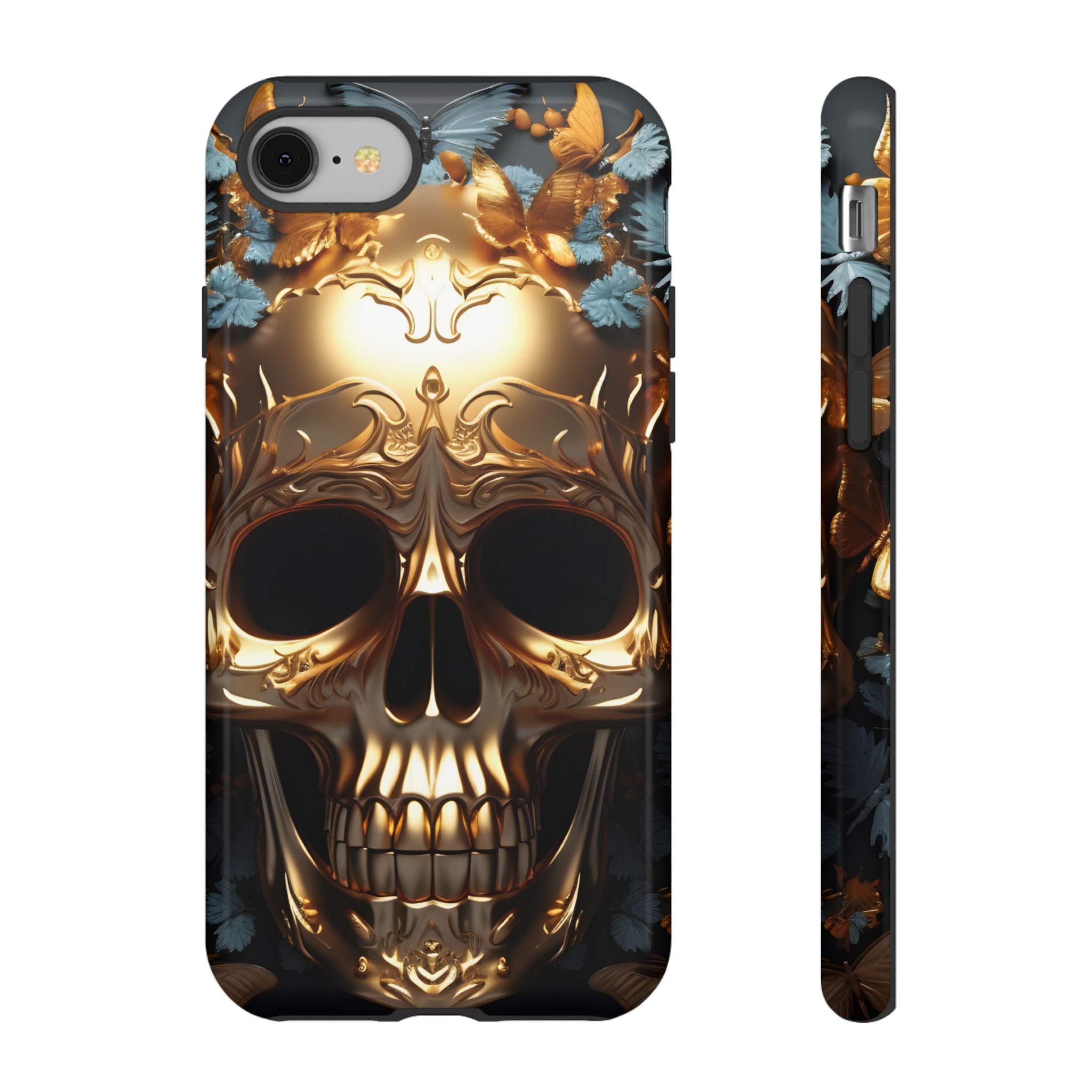 Golden Skull Floral Armor - Tough Guard Apple iPhone Case