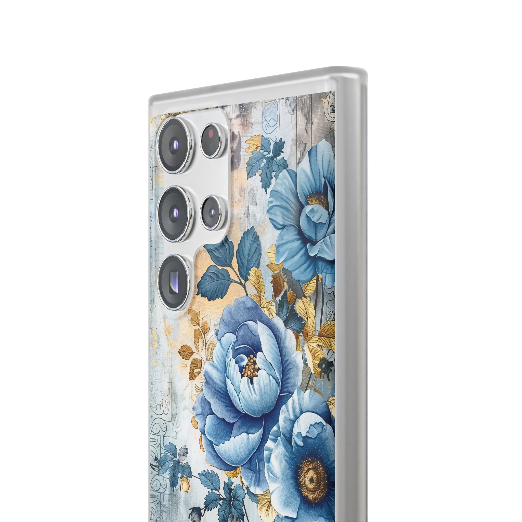 Blue & Gold Blooming Flowers Flexi Case - Samsung Galaxy Case