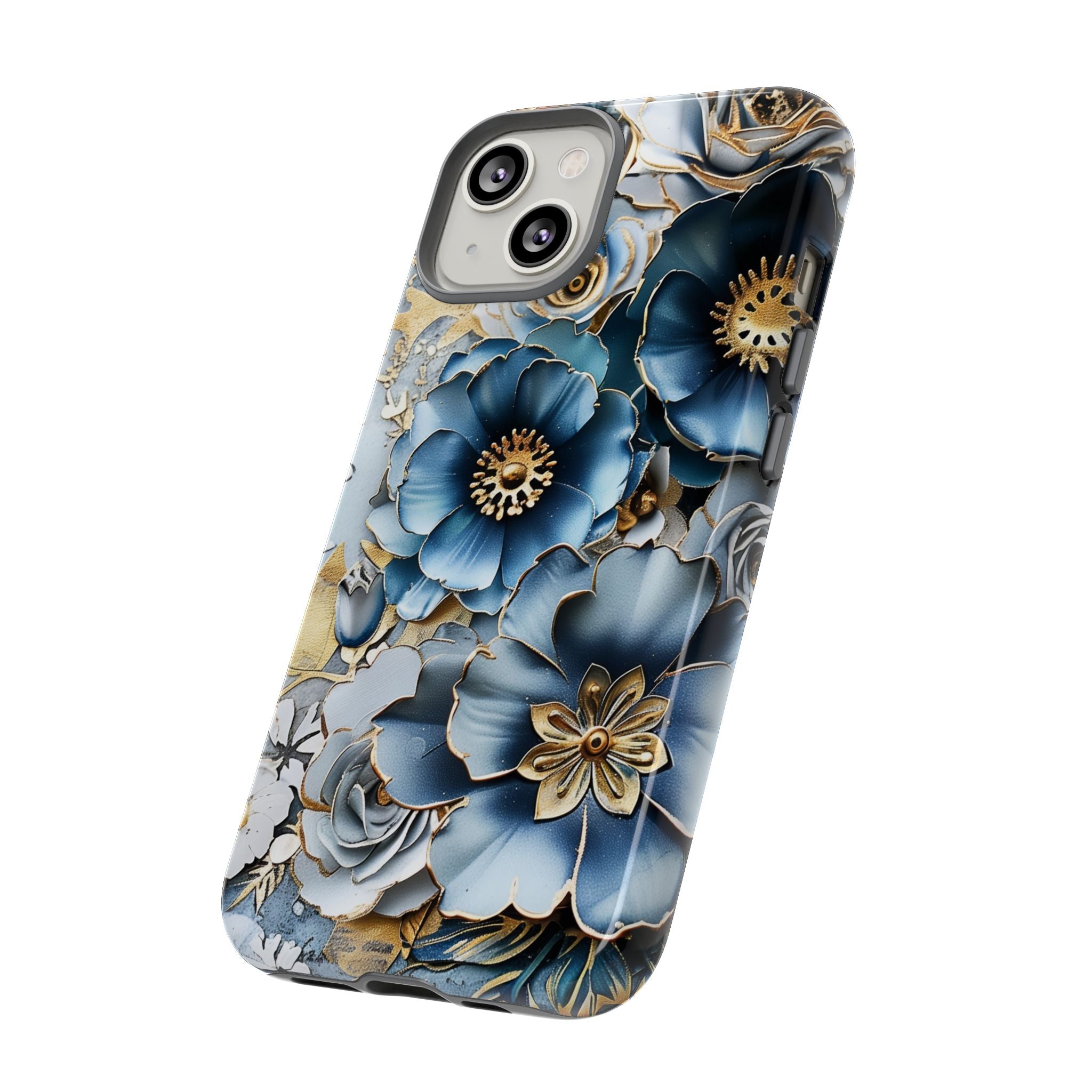 Blue Blooming Flowers - Tough Guard Apple iPhone Case