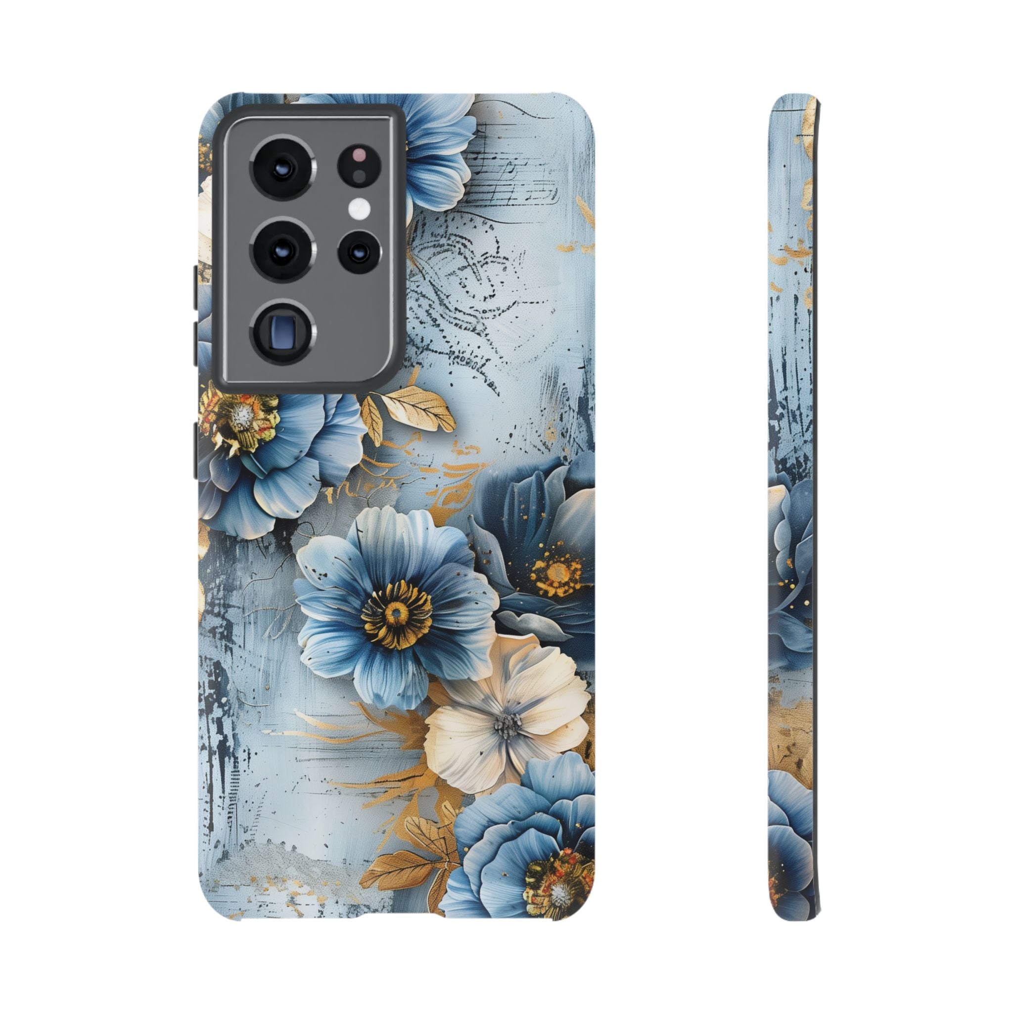 Blue & Gold Floral - Tough Guard Samsung Galaxy Case