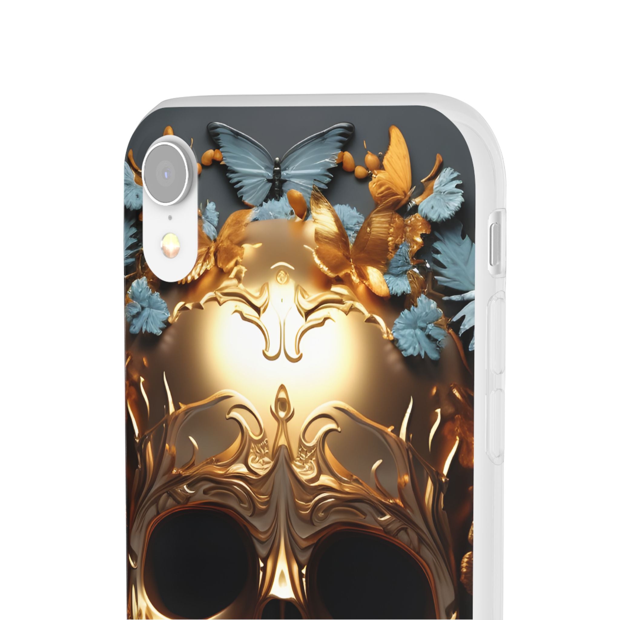 Golden Skull Floral & Butterflies Flexi Case - Apple iPhone Case