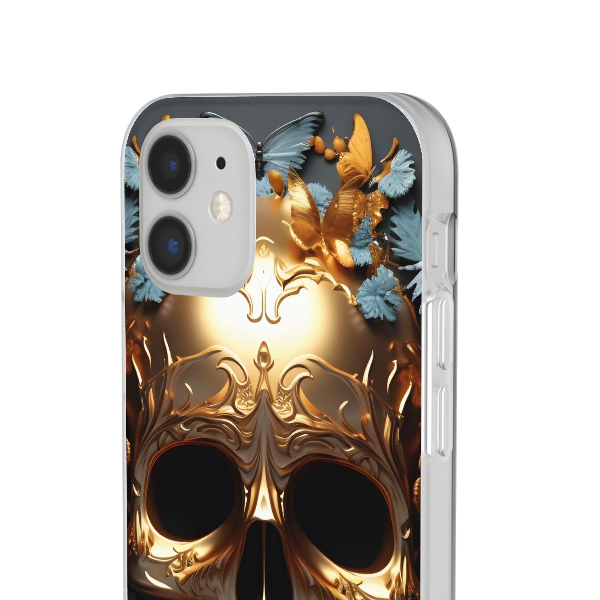 Golden Skull Floral & Butterflies Flexi Case - Apple iPhone Case