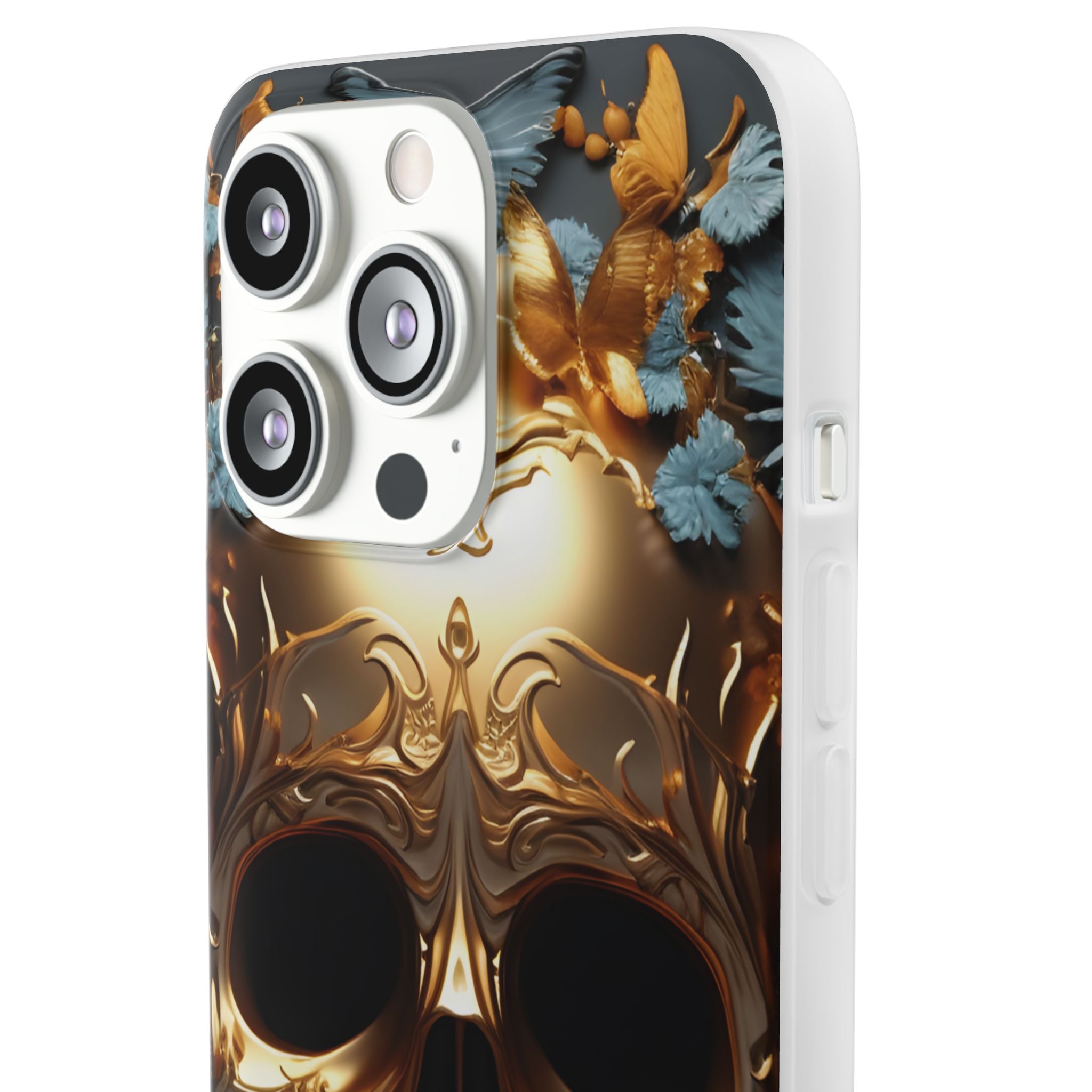 Golden Skull Floral & Butterflies Flexi Case - Apple iPhone Case