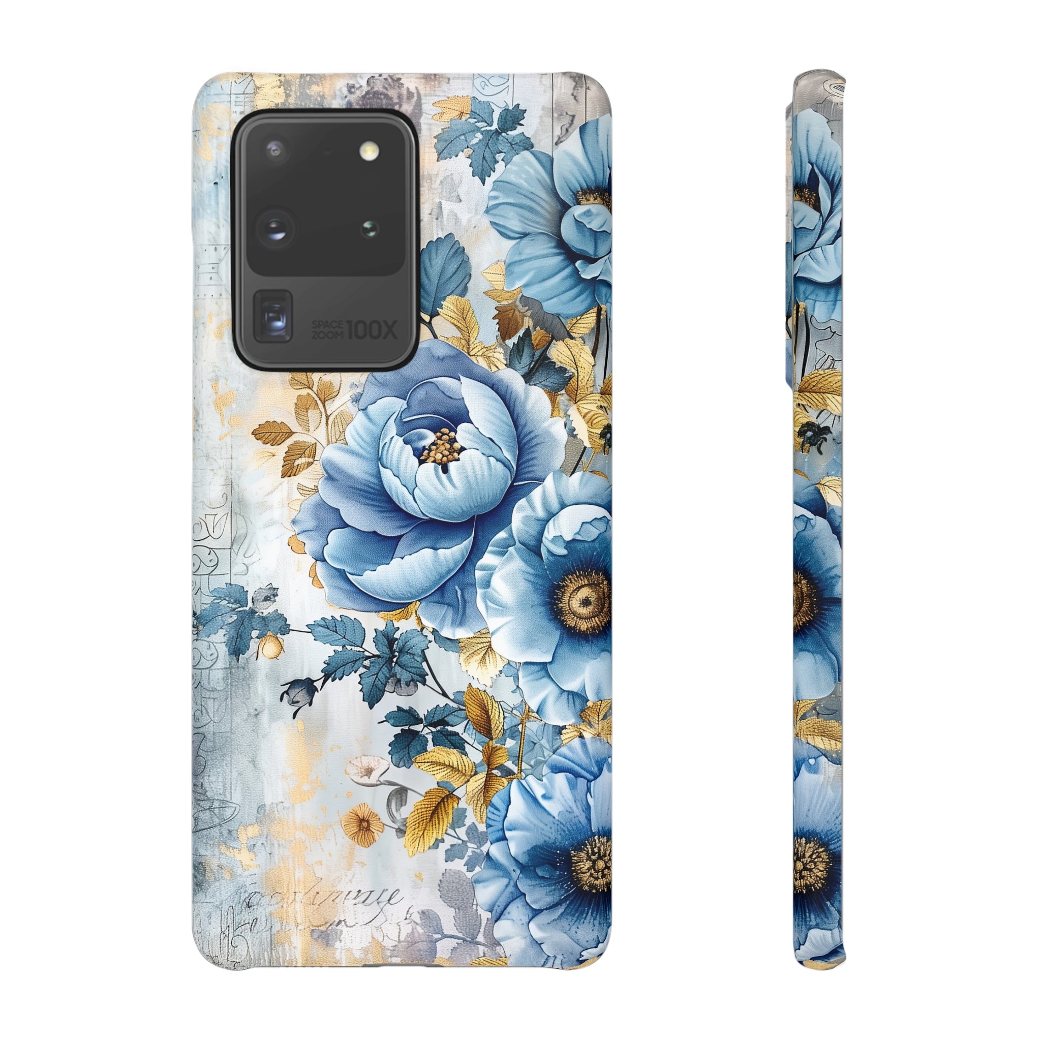 Blue & Gold Blooming Flowers Snap Case - Samsung Galaxy Case