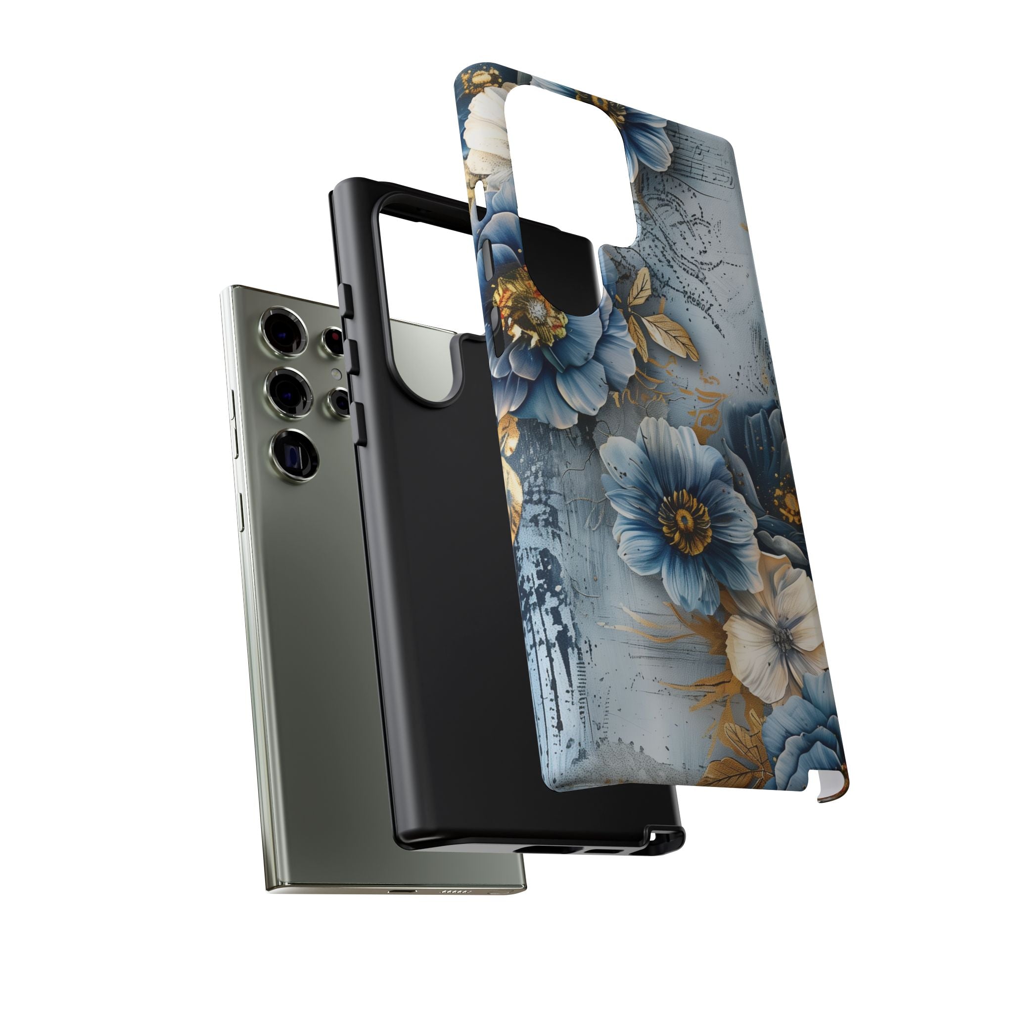 Blue & Gold Floral - Tough Guard Samsung Galaxy Case