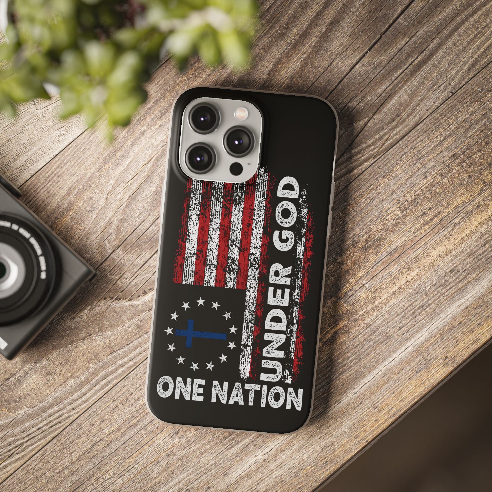 One Nation Under God American Flag - Flexi Case Apple iPhone Case