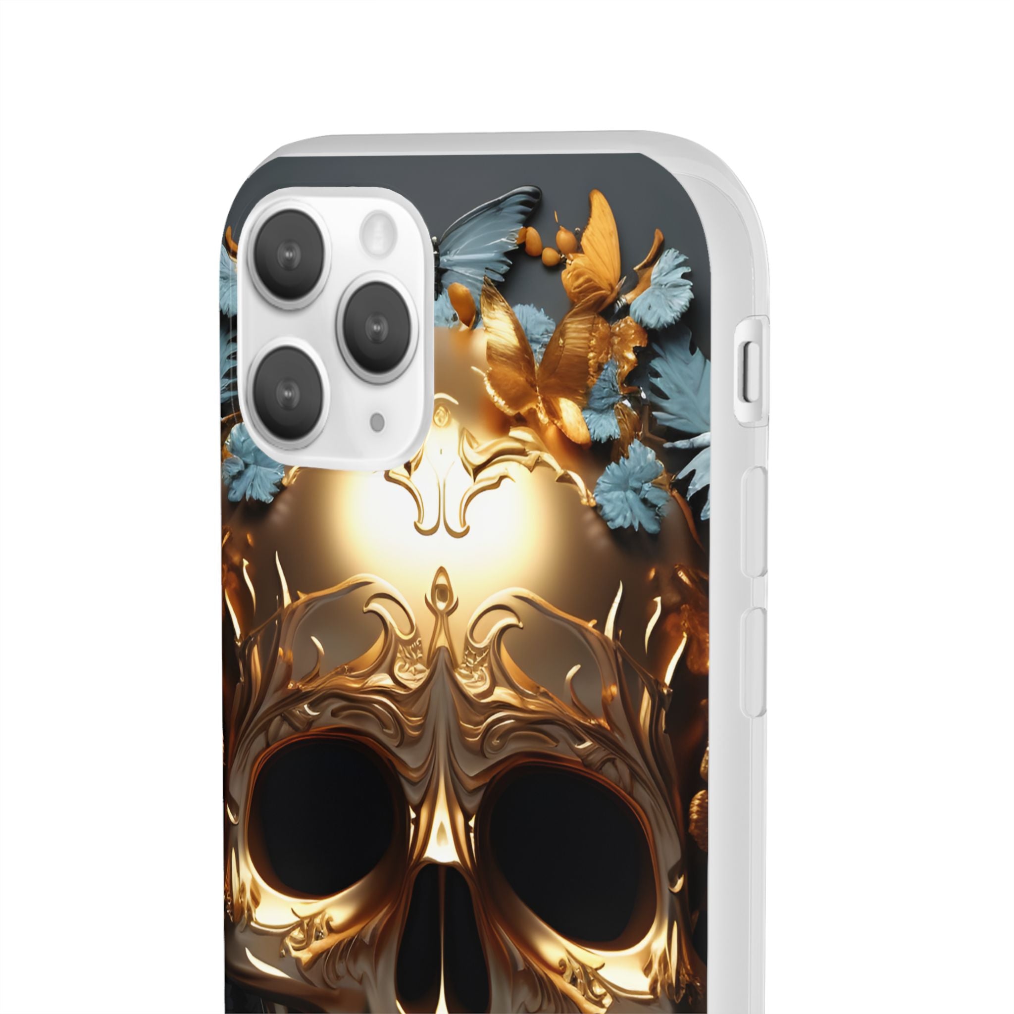 Golden Skull Floral & Butterflies Flexi Case - Apple iPhone Case
