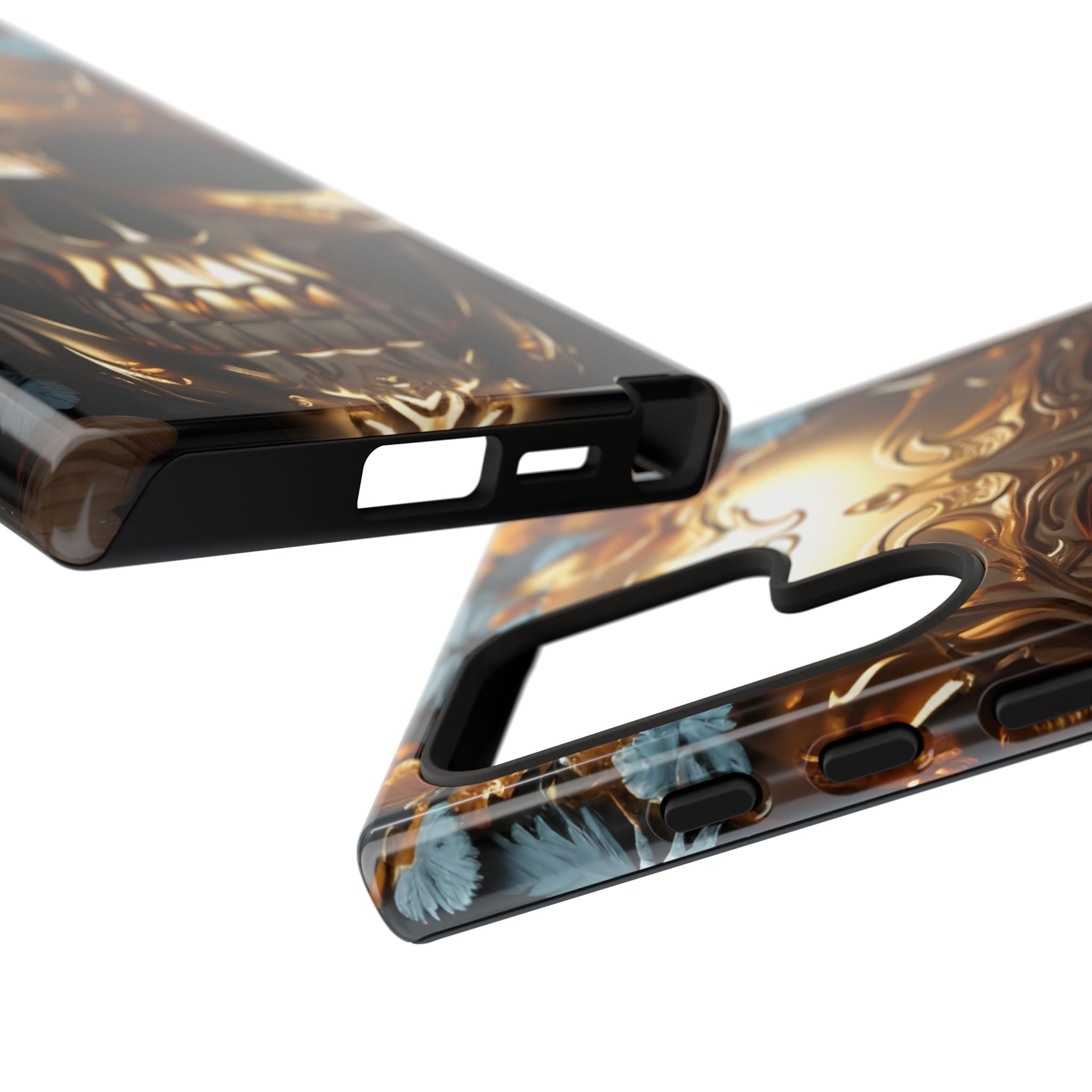 Golden Skull Floral & Butterflies Armor - Tough Guard Samsung Galaxy Case