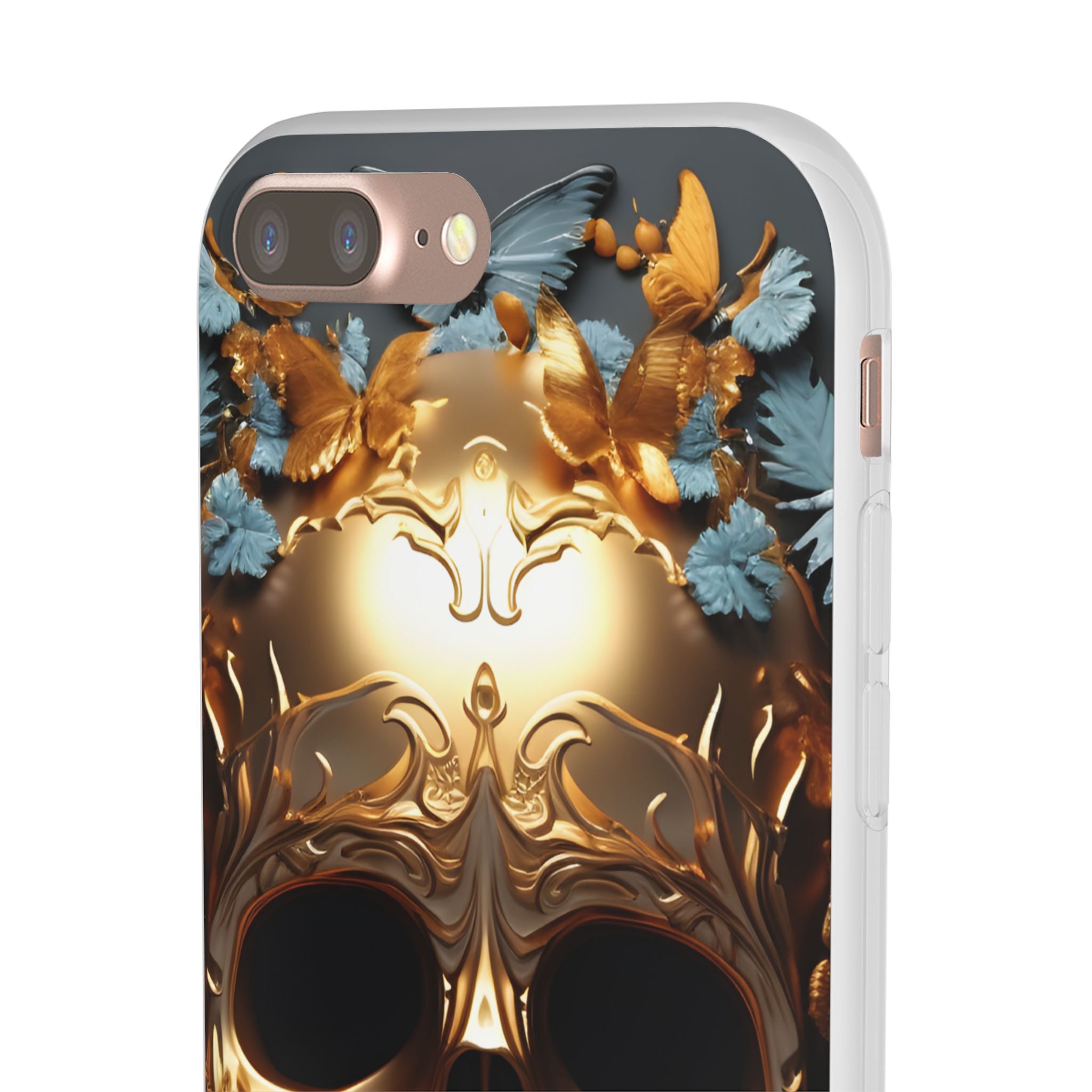 Golden Skull Floral & Butterflies Flexi Case - Apple iPhone Case