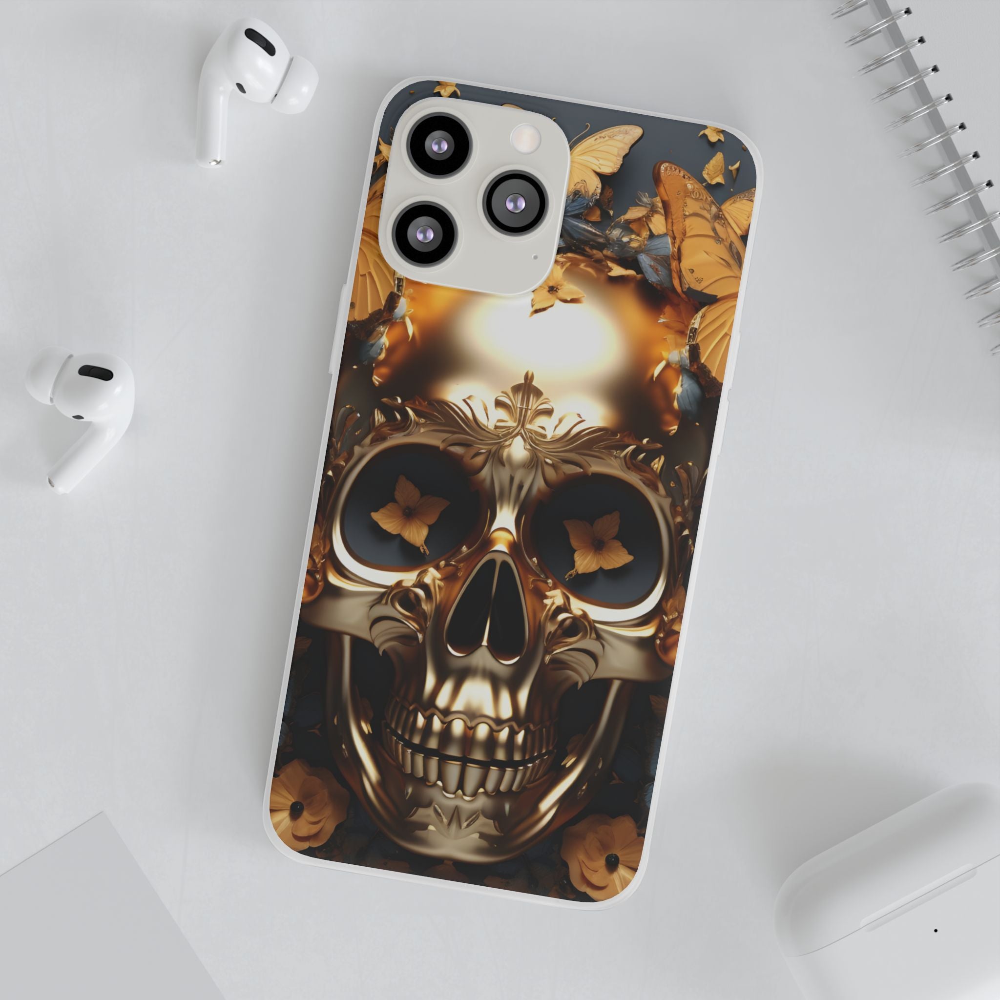Golden Skull Floral Armor Flexi Case - Apple iPhone Case