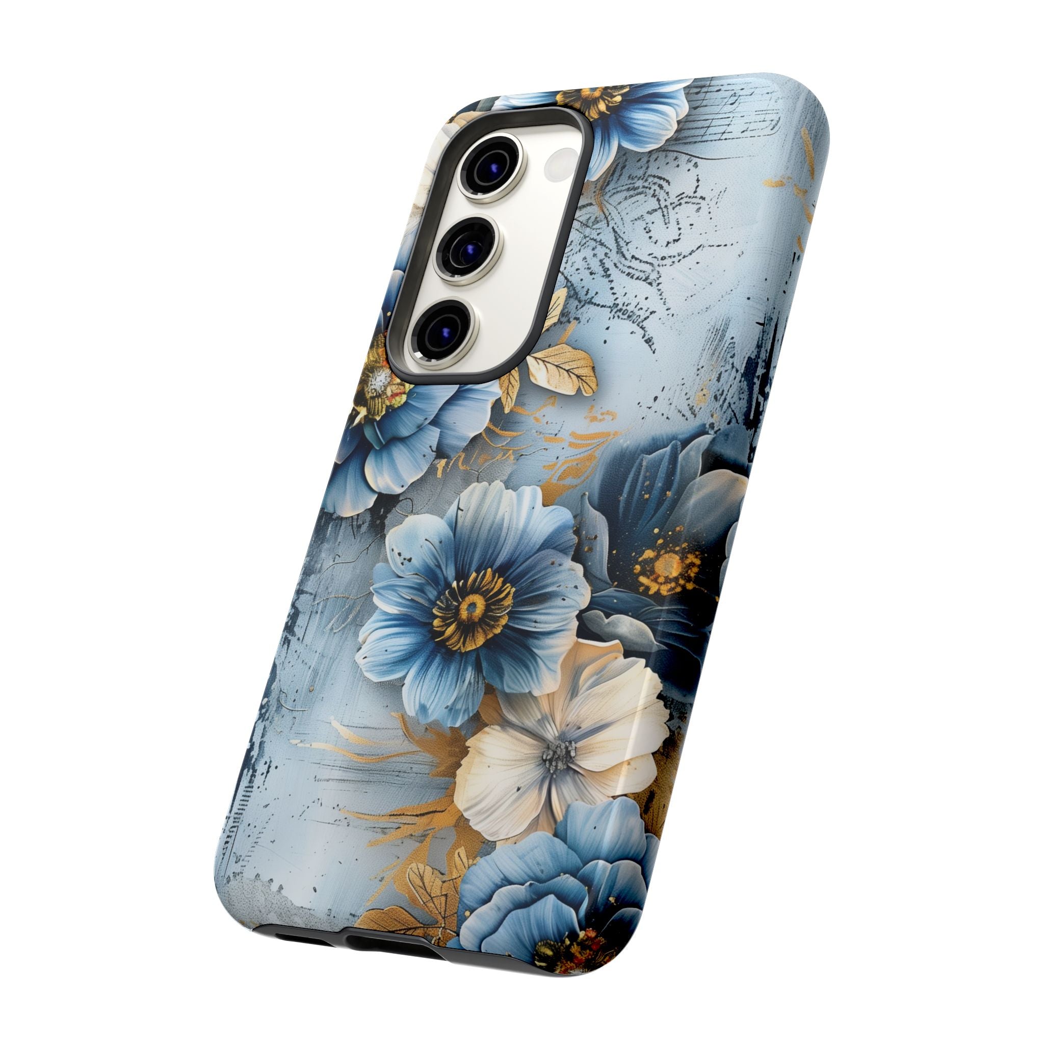 Blue & Gold Floral - Tough Guard Samsung Galaxy Case