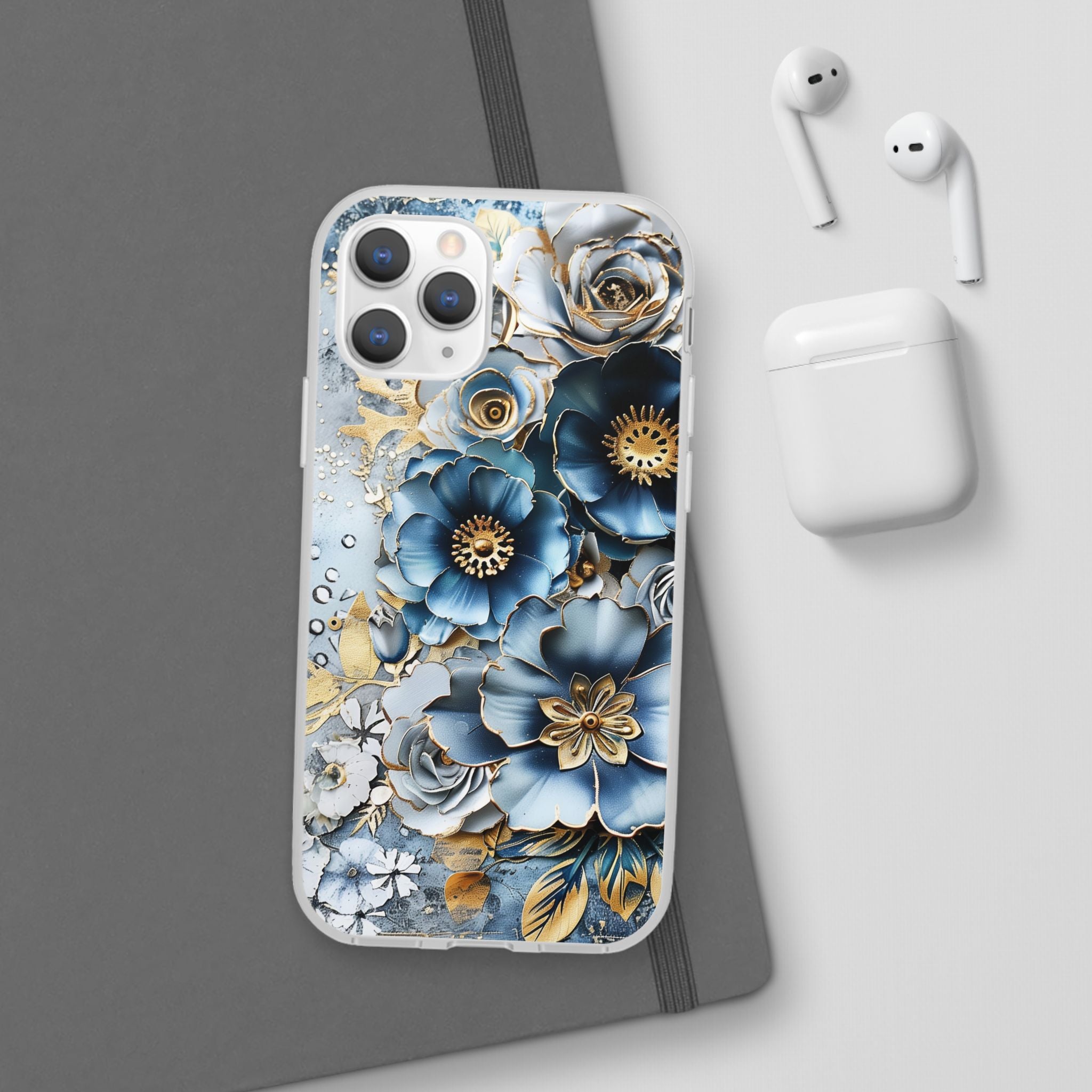 Blue Blooming Flowers Flexi Case - Apple iPhone Case