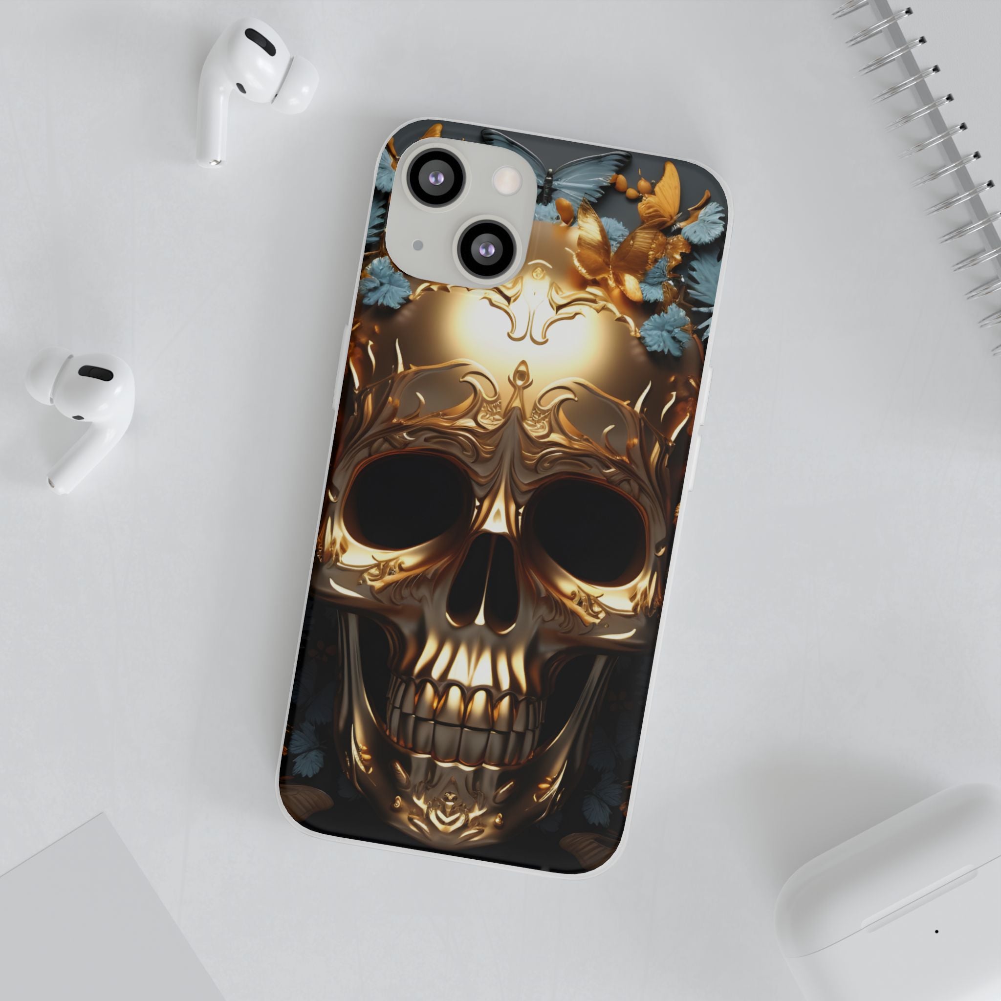 Golden Skull Floral & Butterflies Flexi Case - Apple iPhone Case