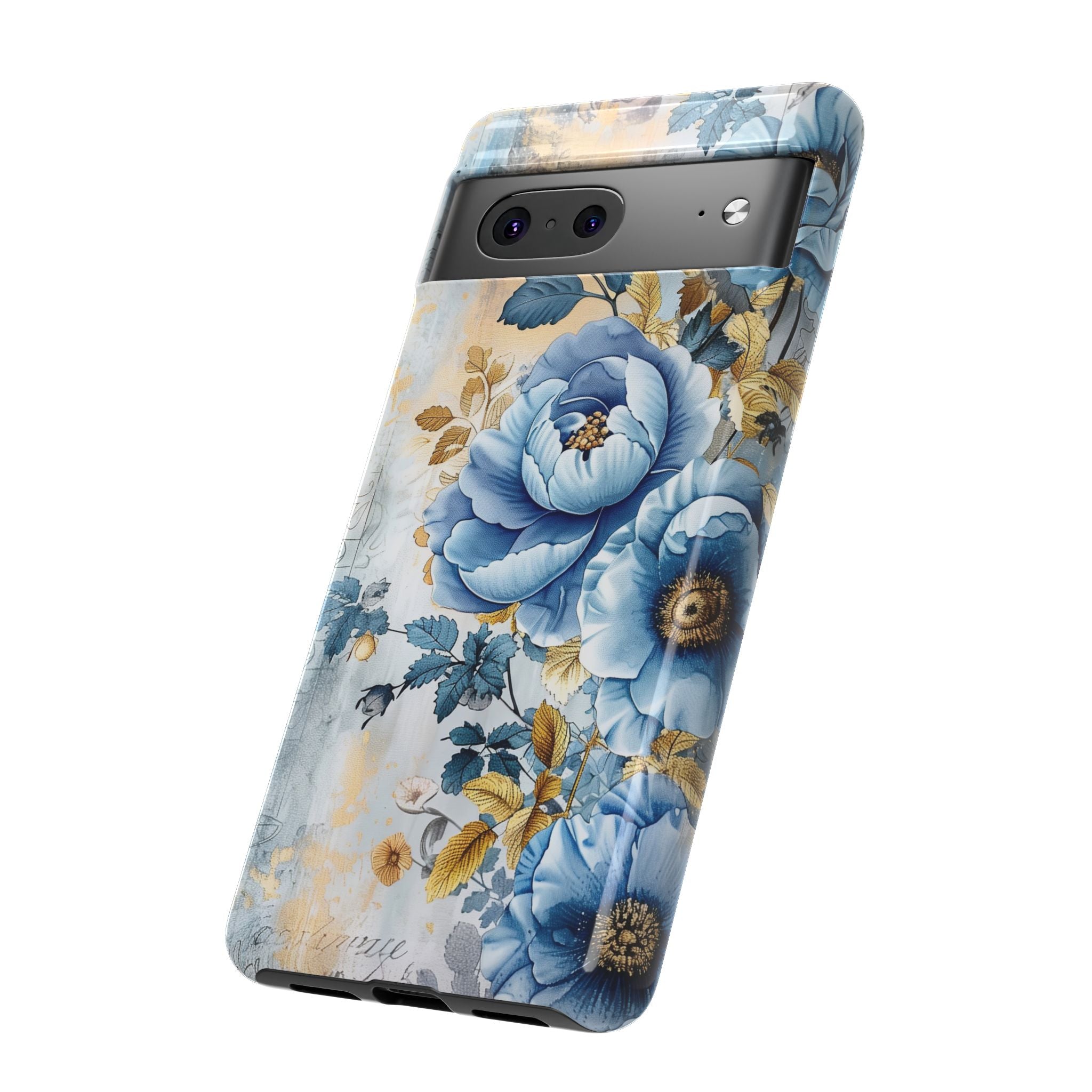 Blue & Gold Blooming Flowers - Tough Guard Google Pixel Case