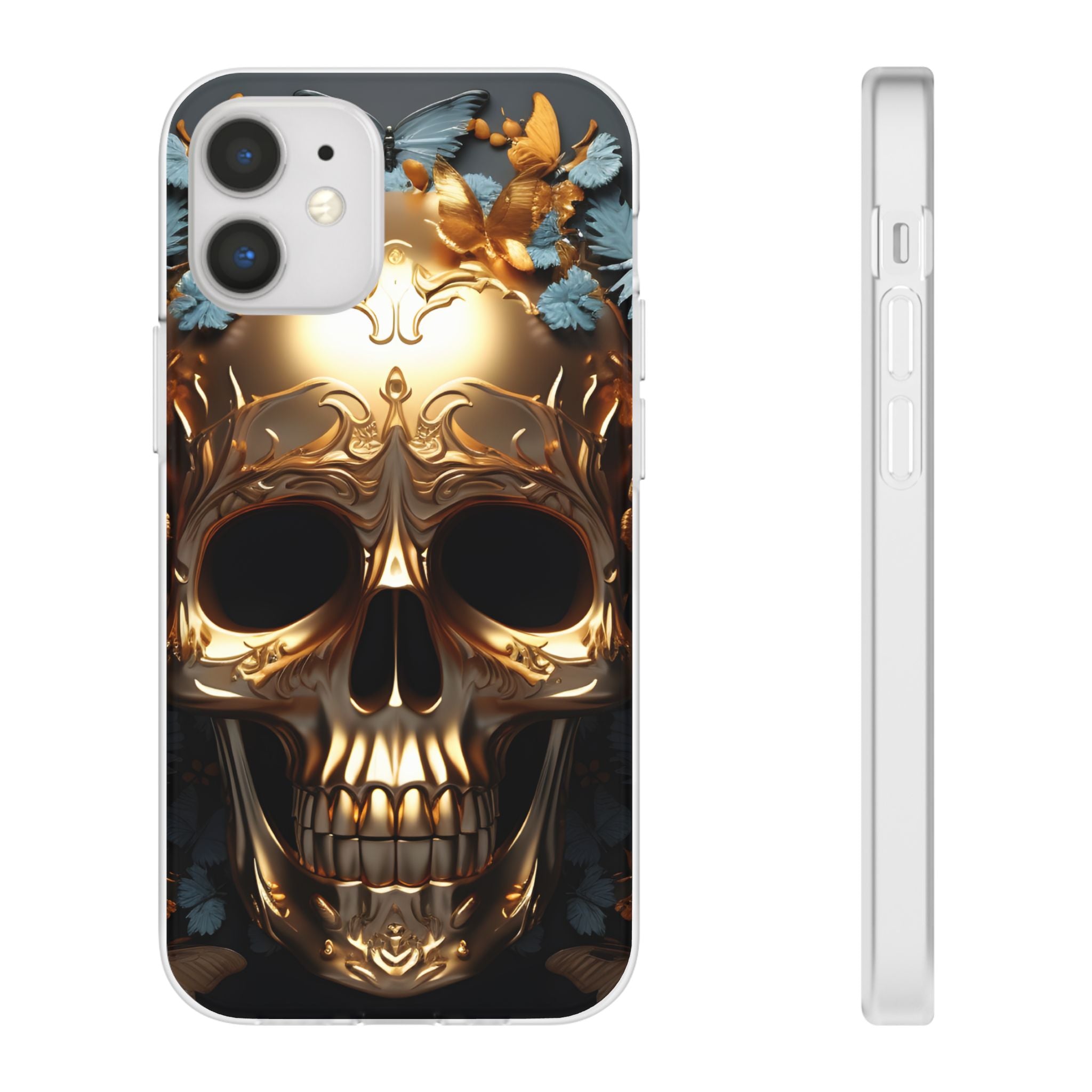 Golden Skull Floral & Butterflies Flexi Case - Apple iPhone Case