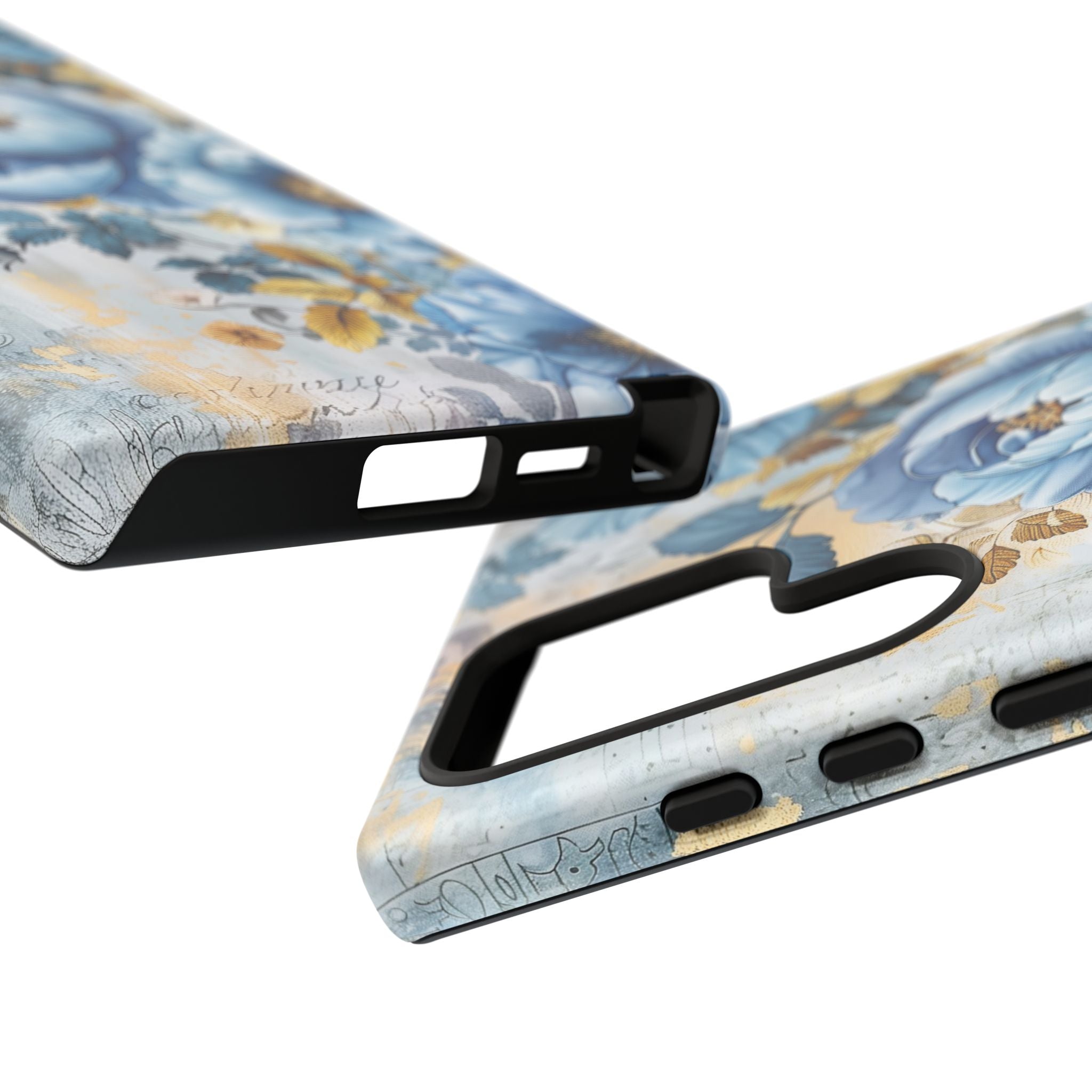 Blue & Gold Blooming Flowers - Tough Guard Samsung Galaxy Case