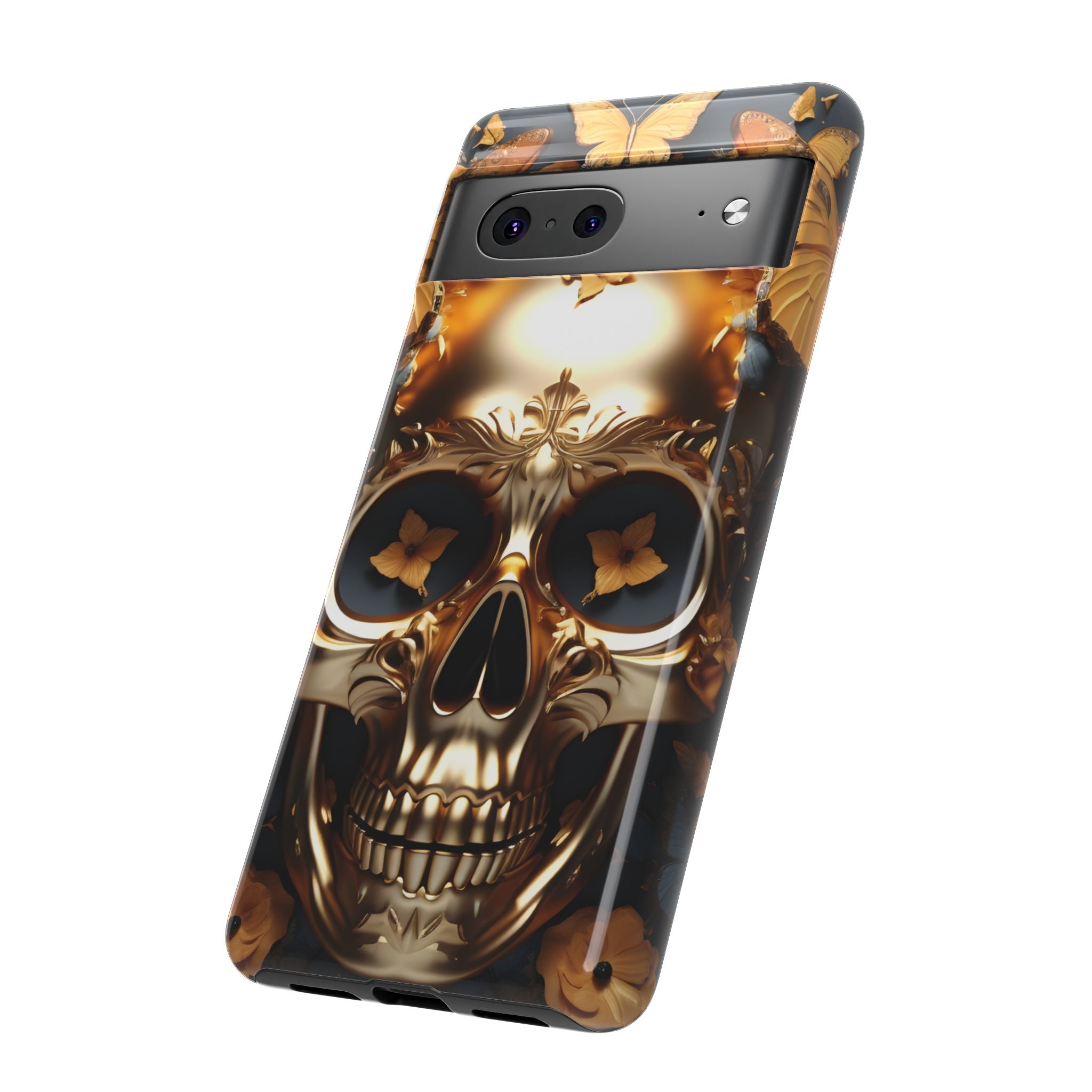 Golden Skull Floral Armor - Tough Guard Google Pixel Case
