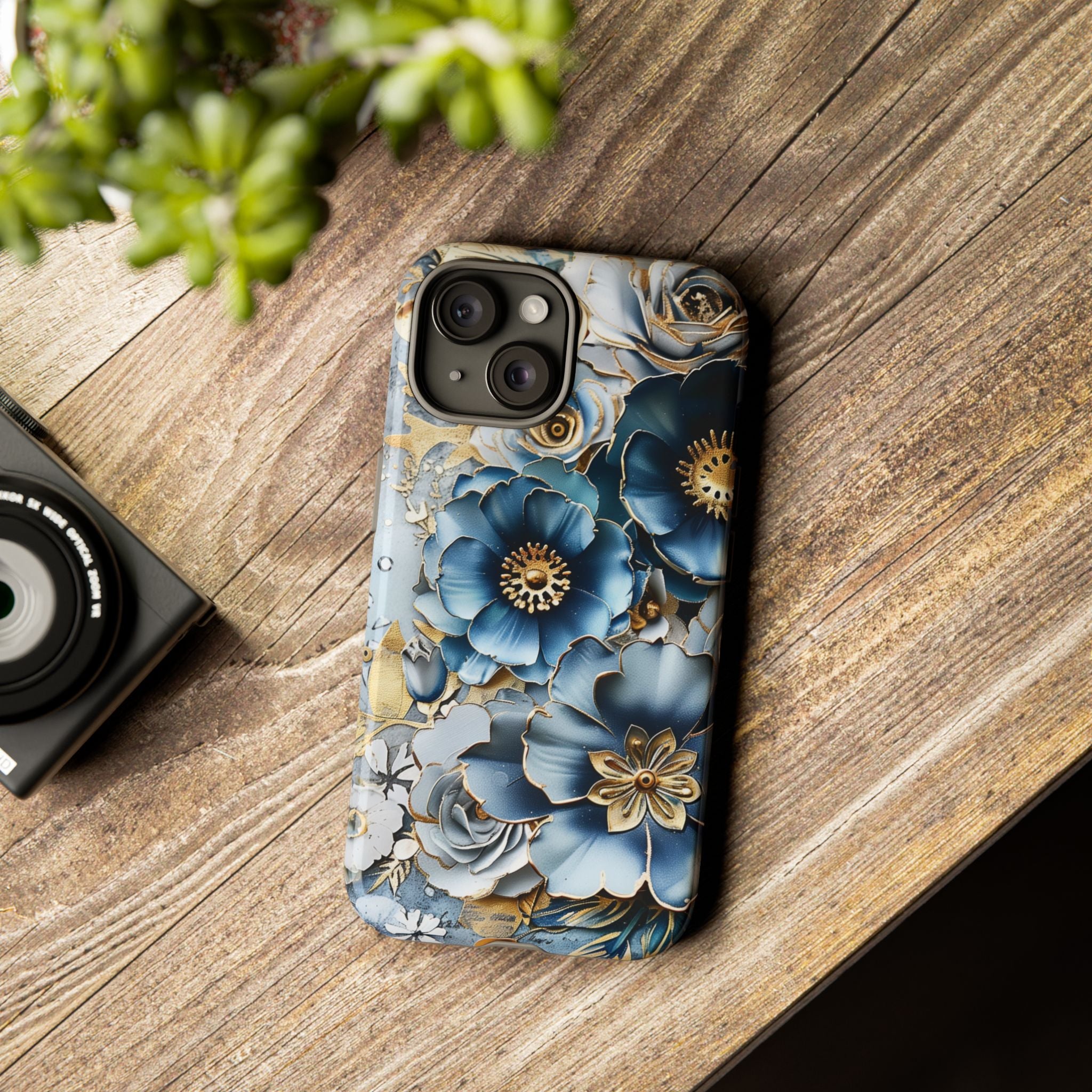 Blue Blooming Flowers - Tough Guard Apple iPhone Case